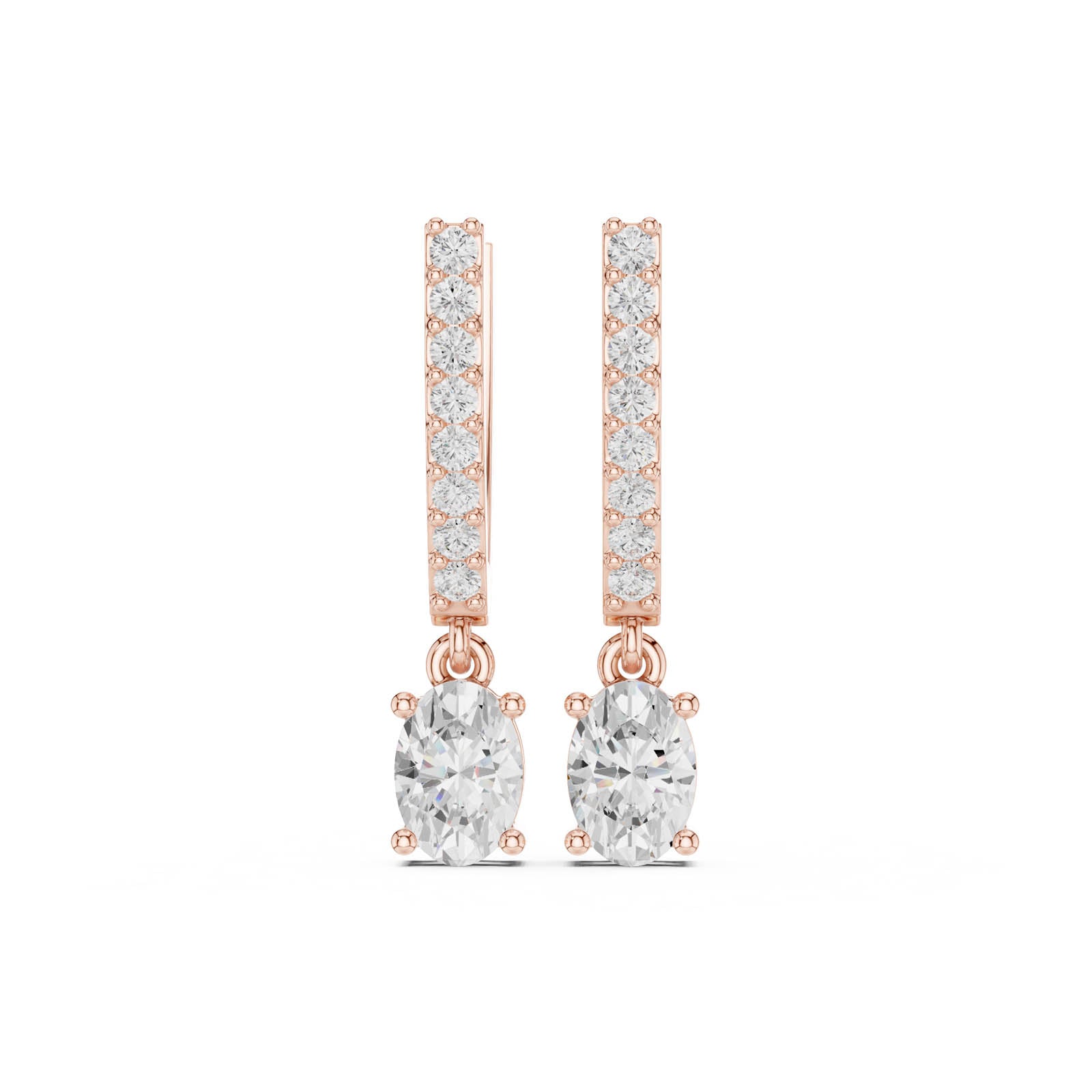 1.29 Ct. Oval Diamond Drop Earrings with Pavé Bar Setting (AGDER-380) 5