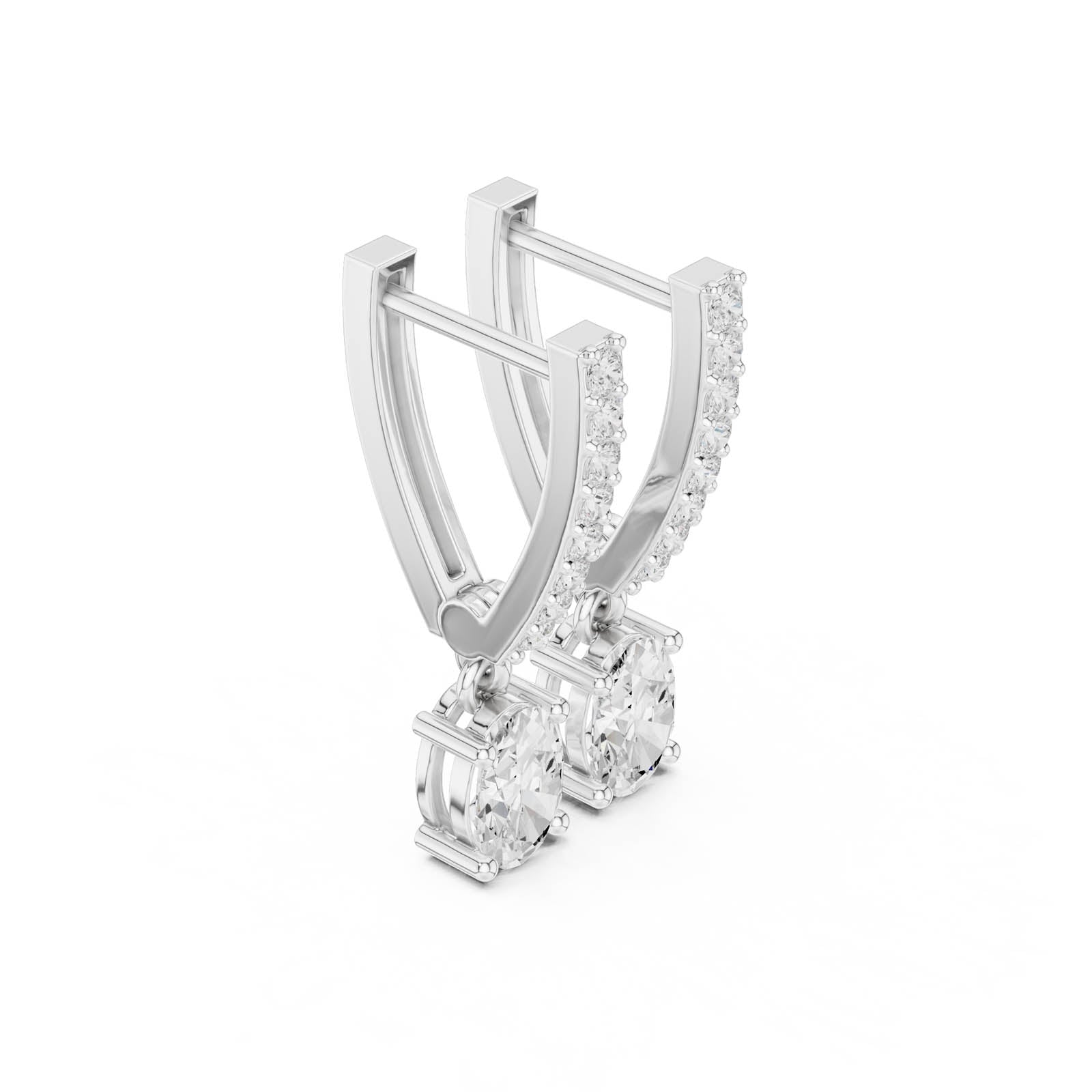 1.29 Ct. Oval Diamond Drop Earrings with Pavé Bar Setting (AGDER-380) 6