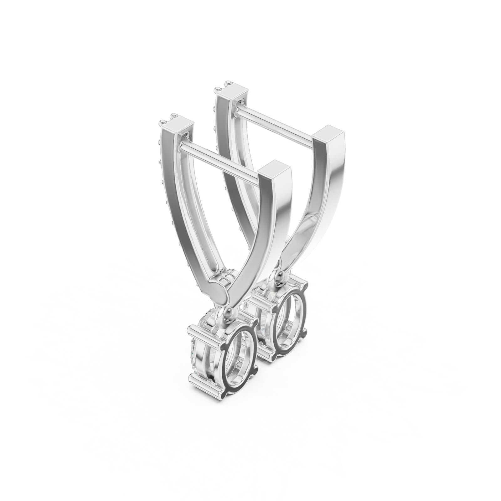 1.29 Ct. Oval Diamond Drop Earrings with Pavé Bar Setting (AGDER-380) 7