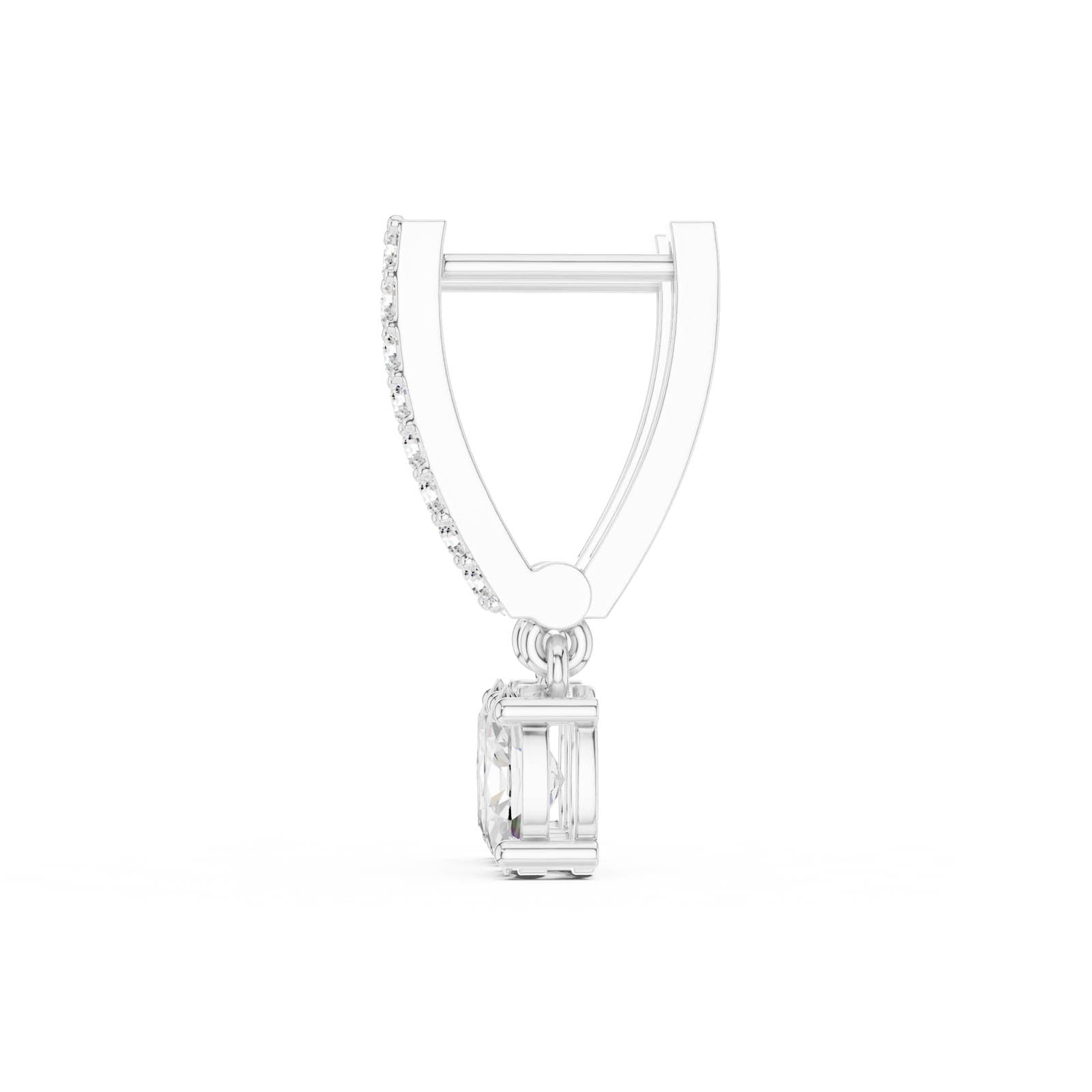 1.29 Ct. Oval Diamond Drop Earrings with Pavé Bar Setting (AGDER-380) 8