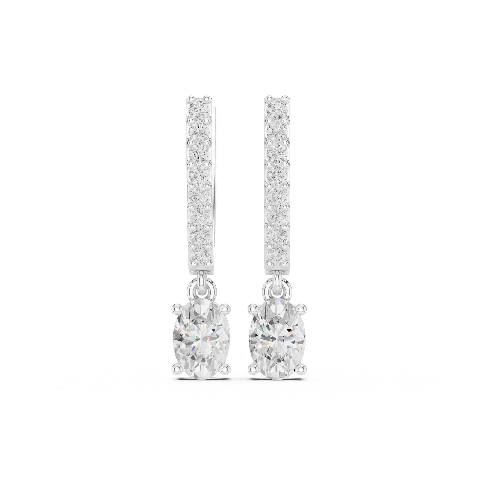 1.29 Ct. Oval Diamond Drop Earrings with Pavé Bar Setting (AGDER-380) 1