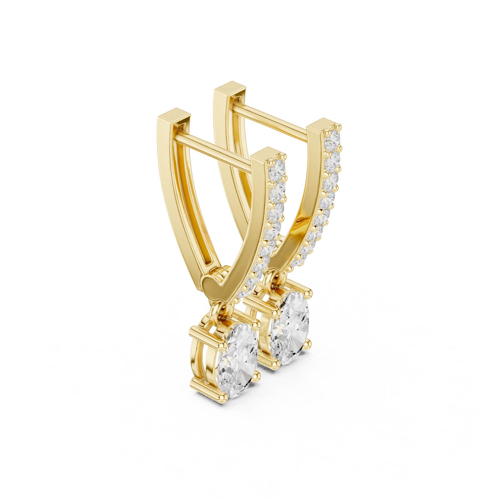 1.29 Ct. Oval Diamond Drop Earrings with Pavé Bar Setting (AGDER-380) 2