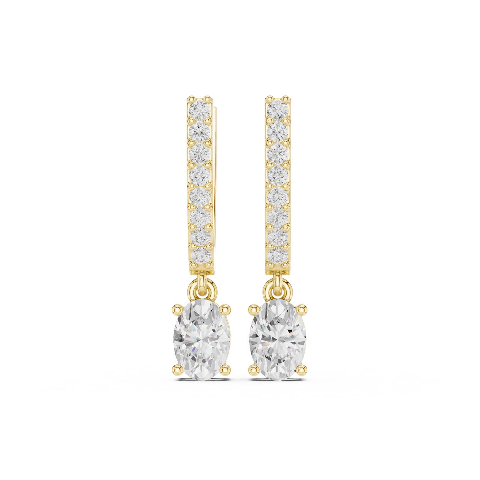 1.29 Ct. Oval Diamond Drop Earrings with Pavé Bar Setting (AGDER-380) 11