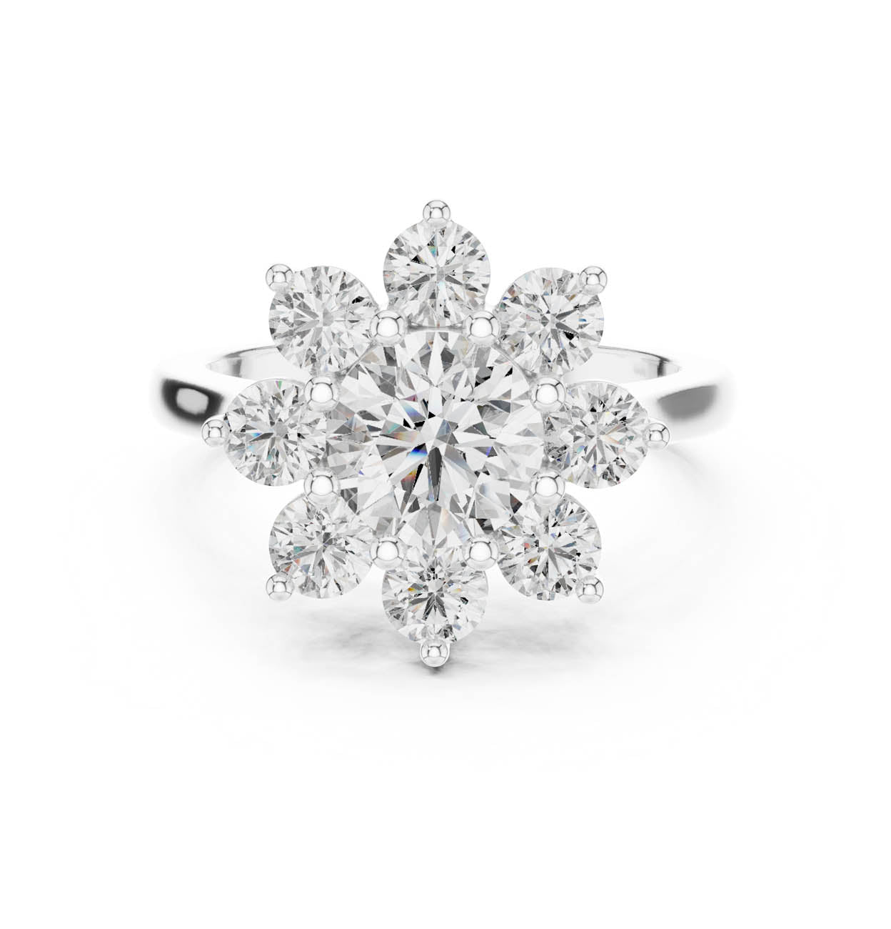 2.47 Ct. Lotus Motif round Diamond Cluster Ring (AGDLR-273)