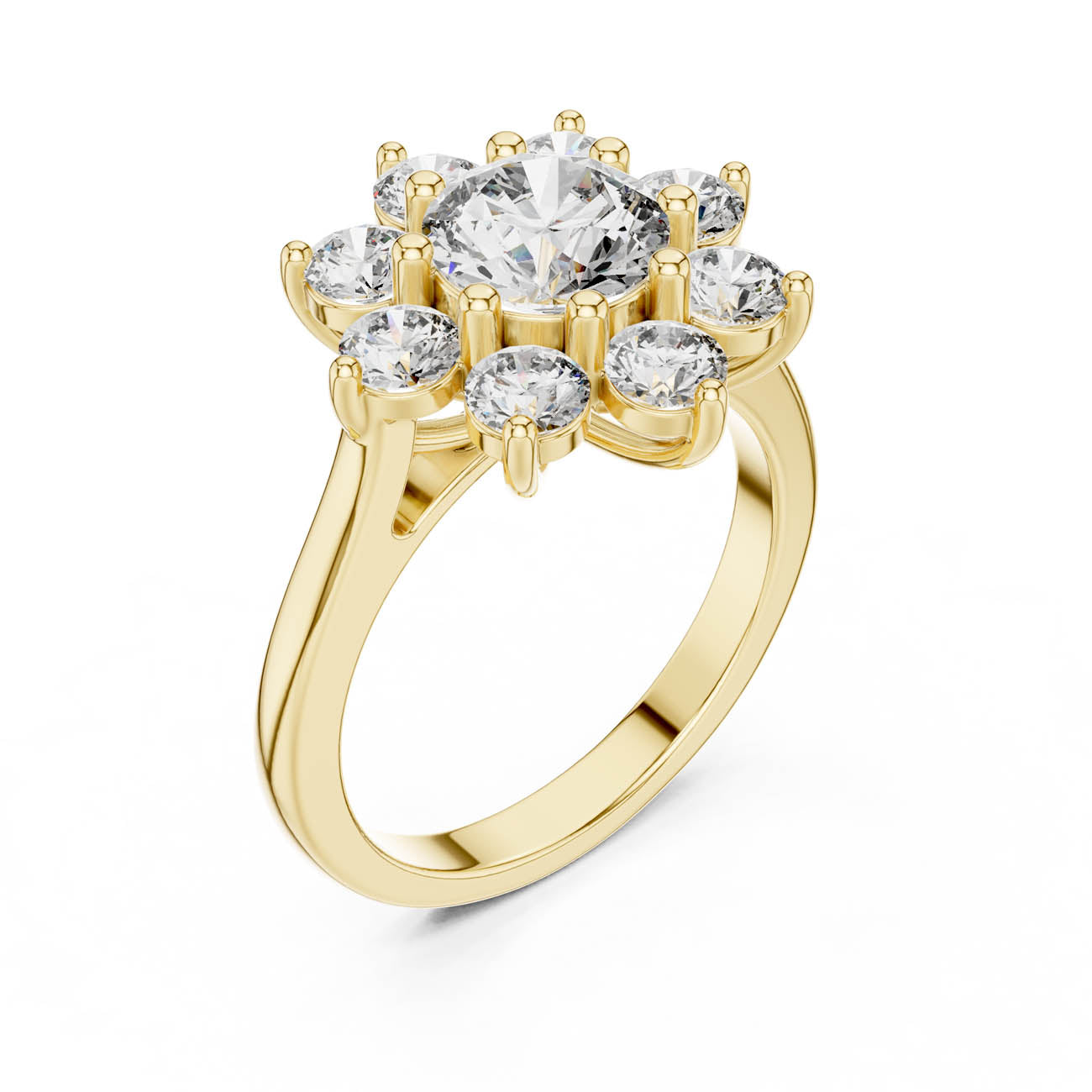 2.47 Ct. Lotus Motif round Diamond Cluster Ring (AGDLR-273)