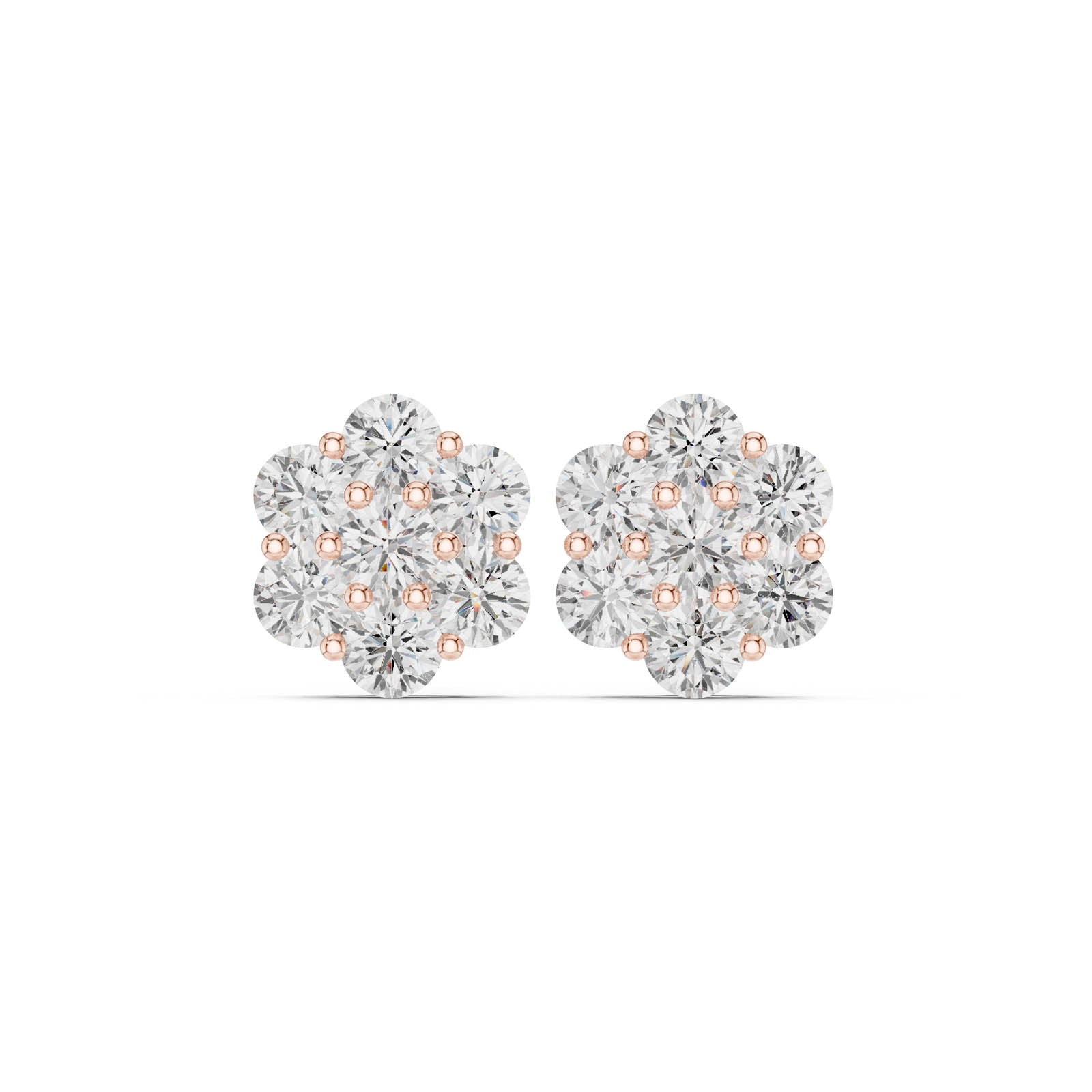 2.94 Ct. Round Diamond Cluster Flower Earrings (ALJER-486) 11