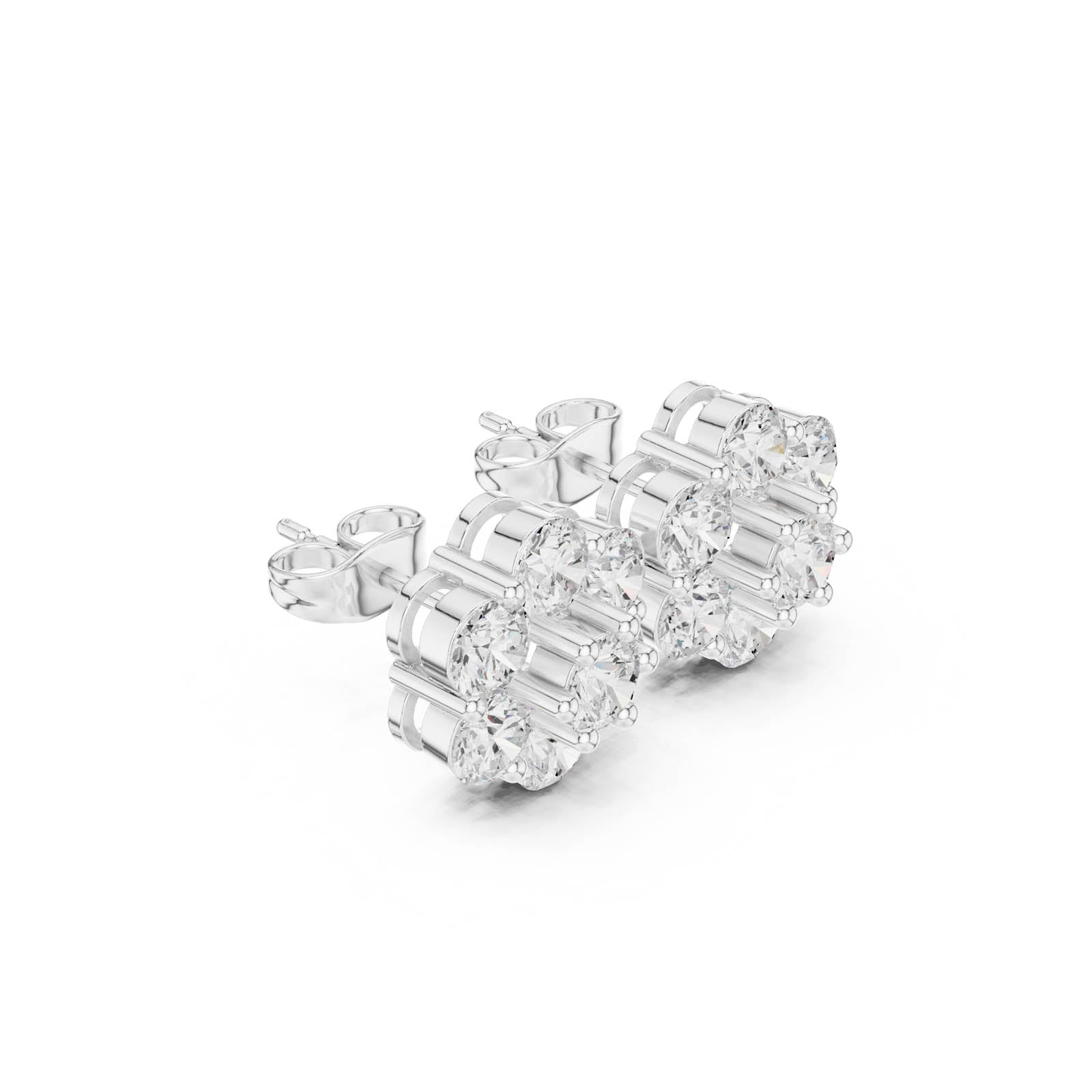 2.94 Ct. Round Diamond Cluster Flower Earrings (ALJER-486) 12