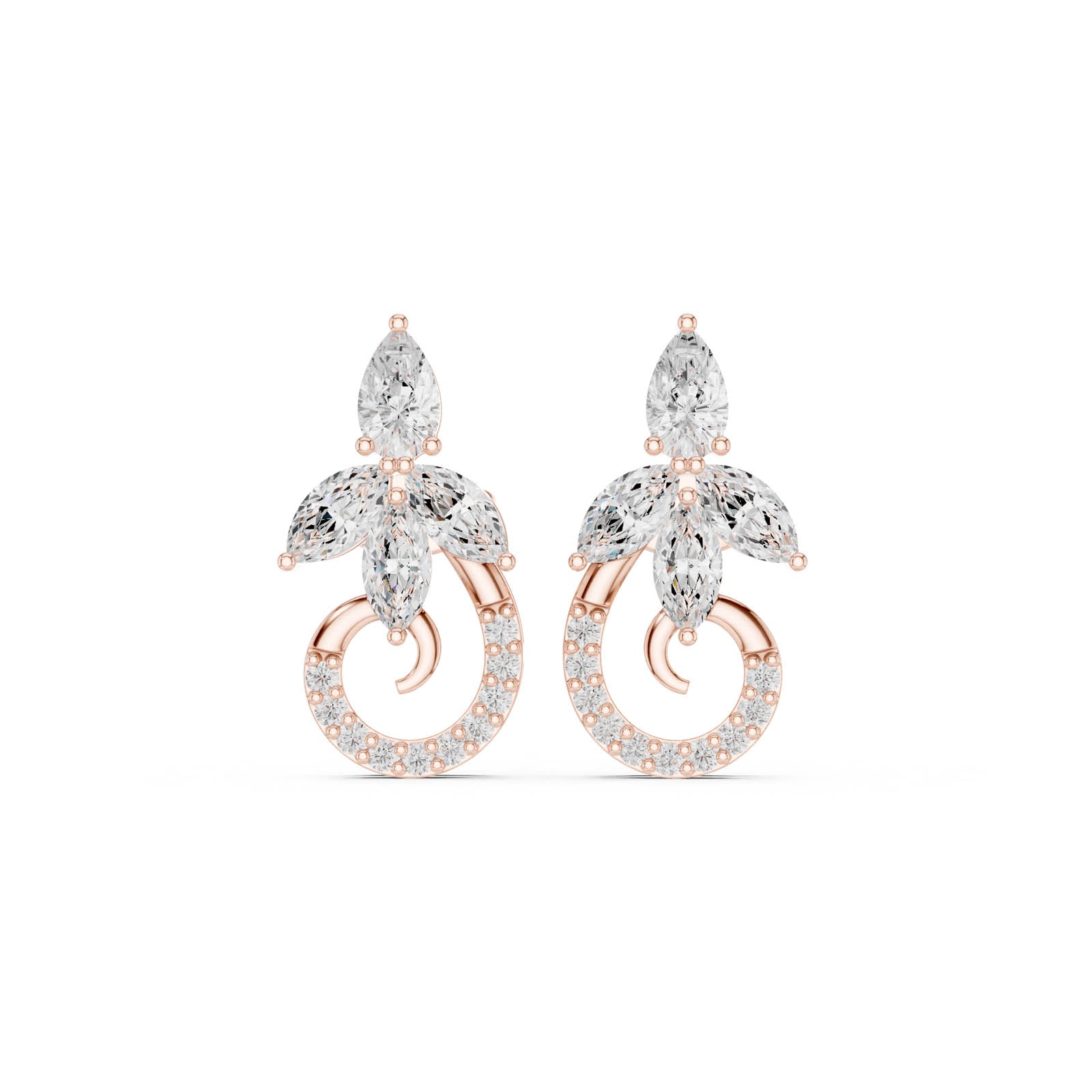 1.11 Ct. Marquise and Pear Diamond Drop Earrings with Pavé Hoop Accent (ALJER-489) 7