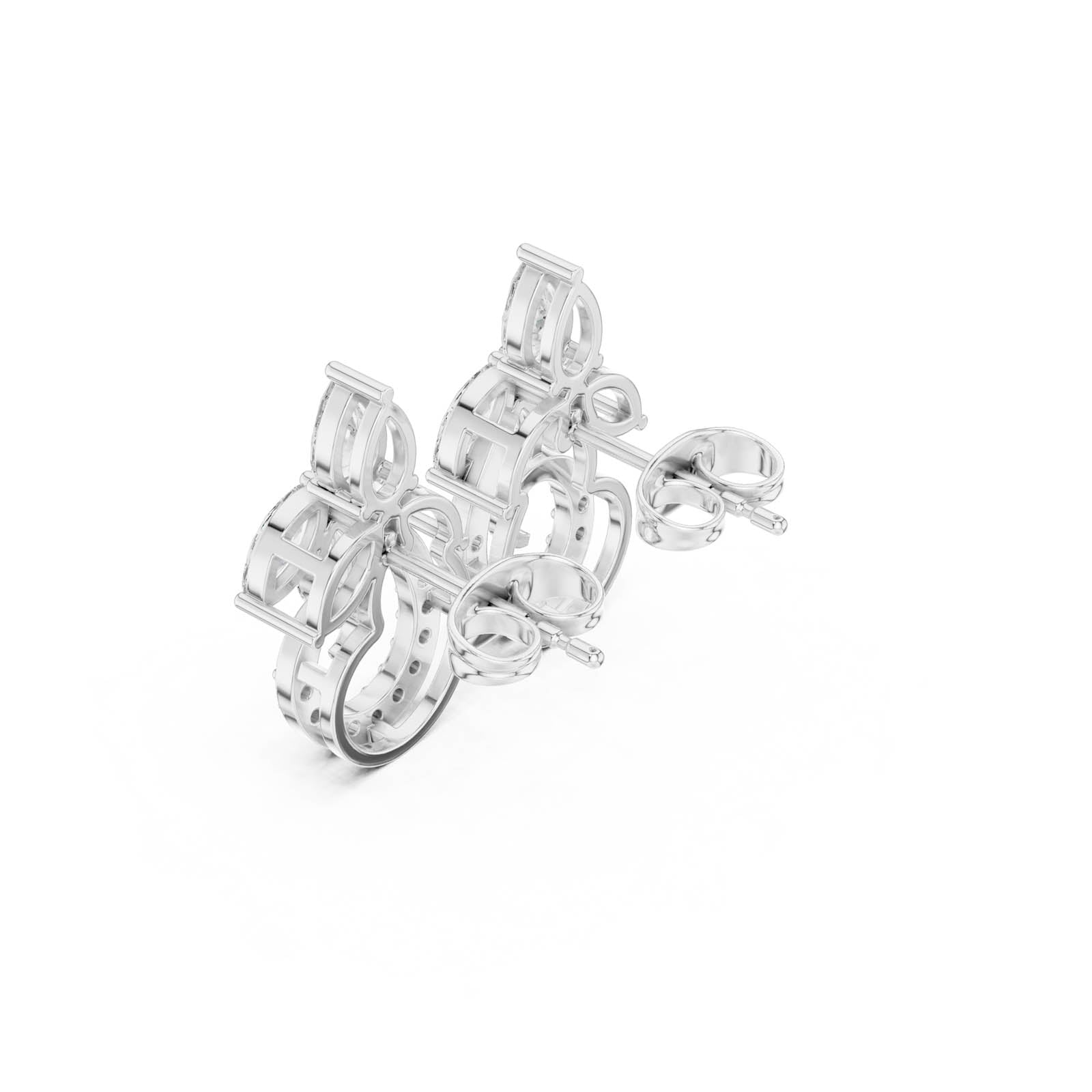 1.11 Ct. Marquise and Pear Diamond Drop Earrings with Pavé Hoop Accent (ALJER-489) 8