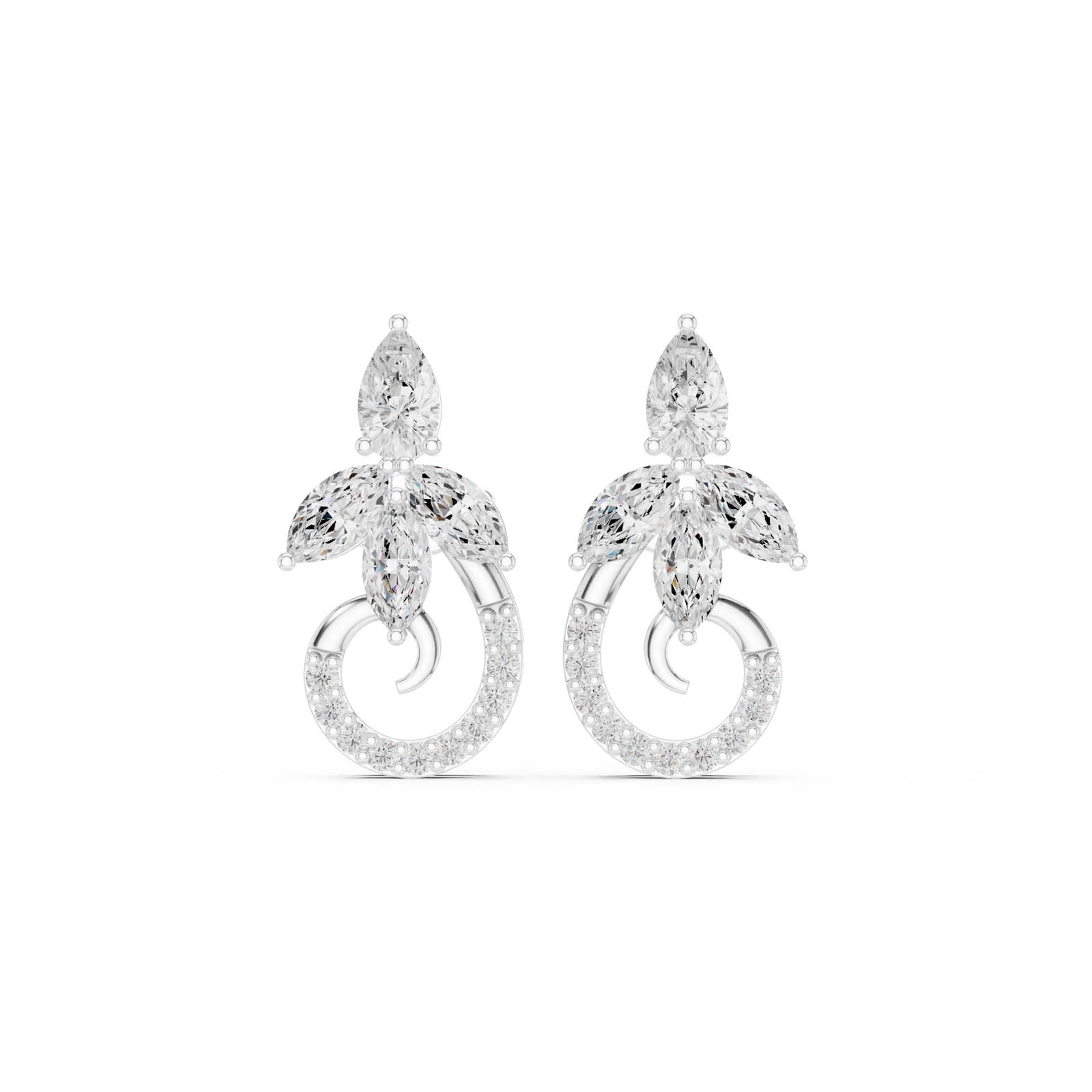 1.11 Ct. Marquise and Pear Diamond Drop Earrings with Pavé Hoop Accent (ALJER-489) 1