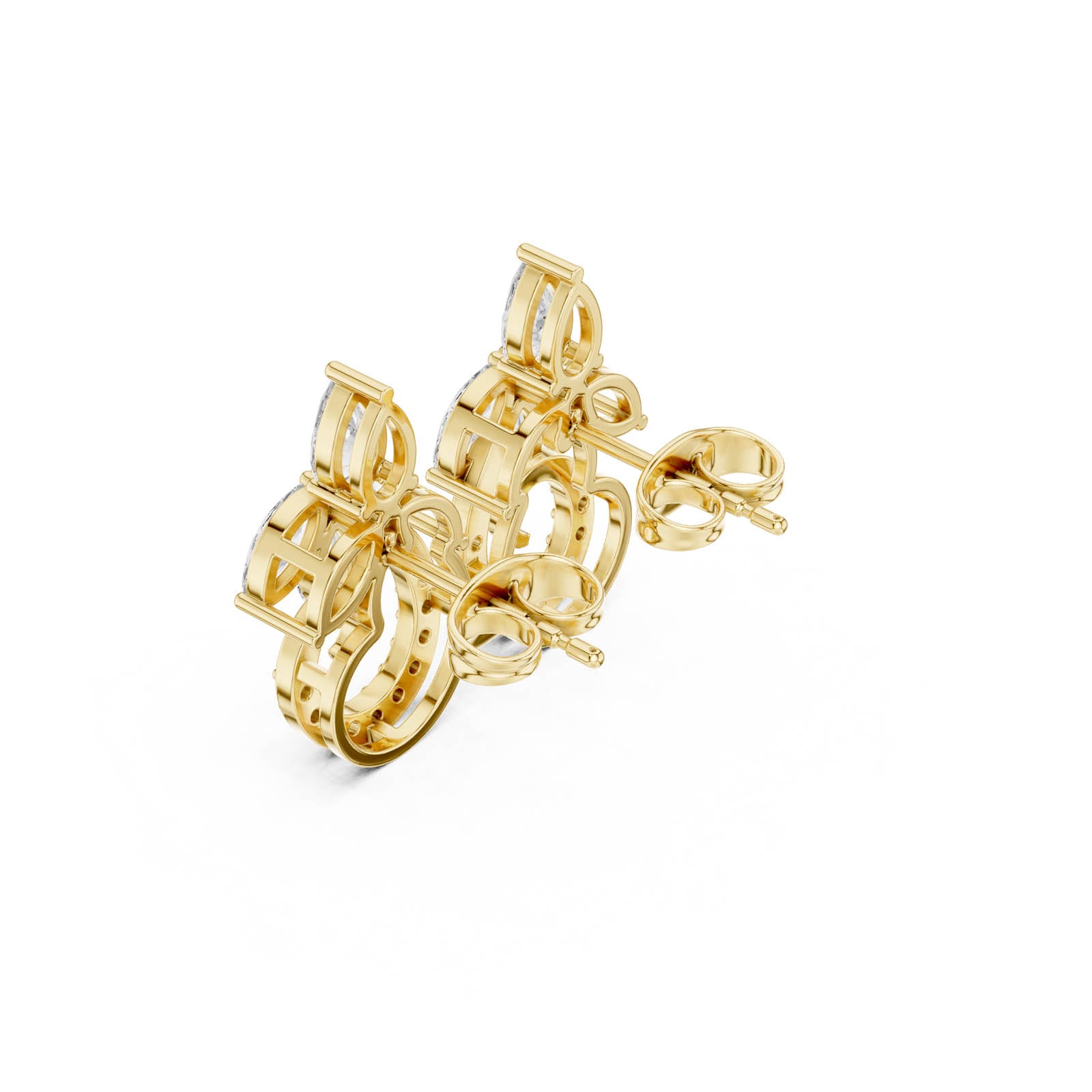 1.11 Ct. Marquise and Pear Diamond Drop Earrings with Pavé Hoop Accent (ALJER-489) 6
