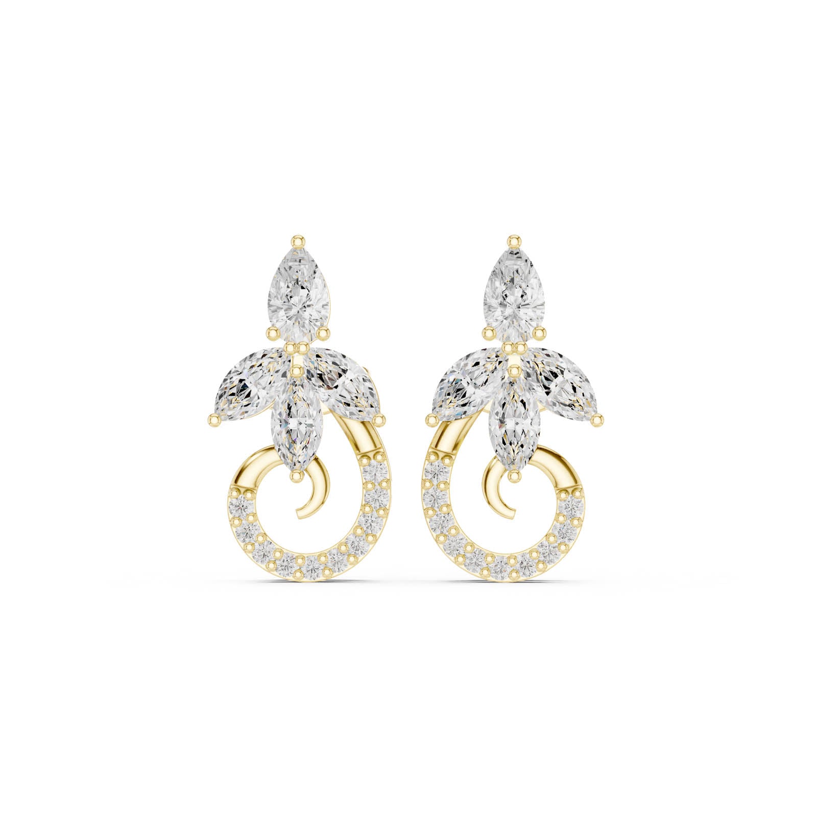 1.11 Ct. Marquise and Pear Diamond Drop Earrings with Pavé Hoop Accent (ALJER-489) 11