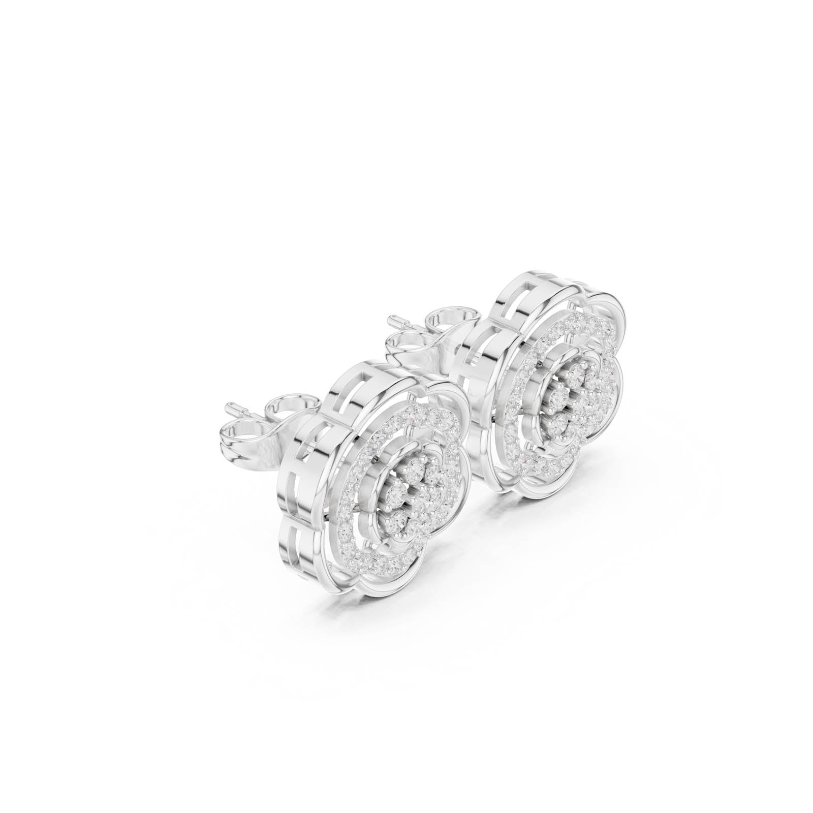 .46 Ct. Round Diamond Floral Halo Earrings (ALJER-519) 6