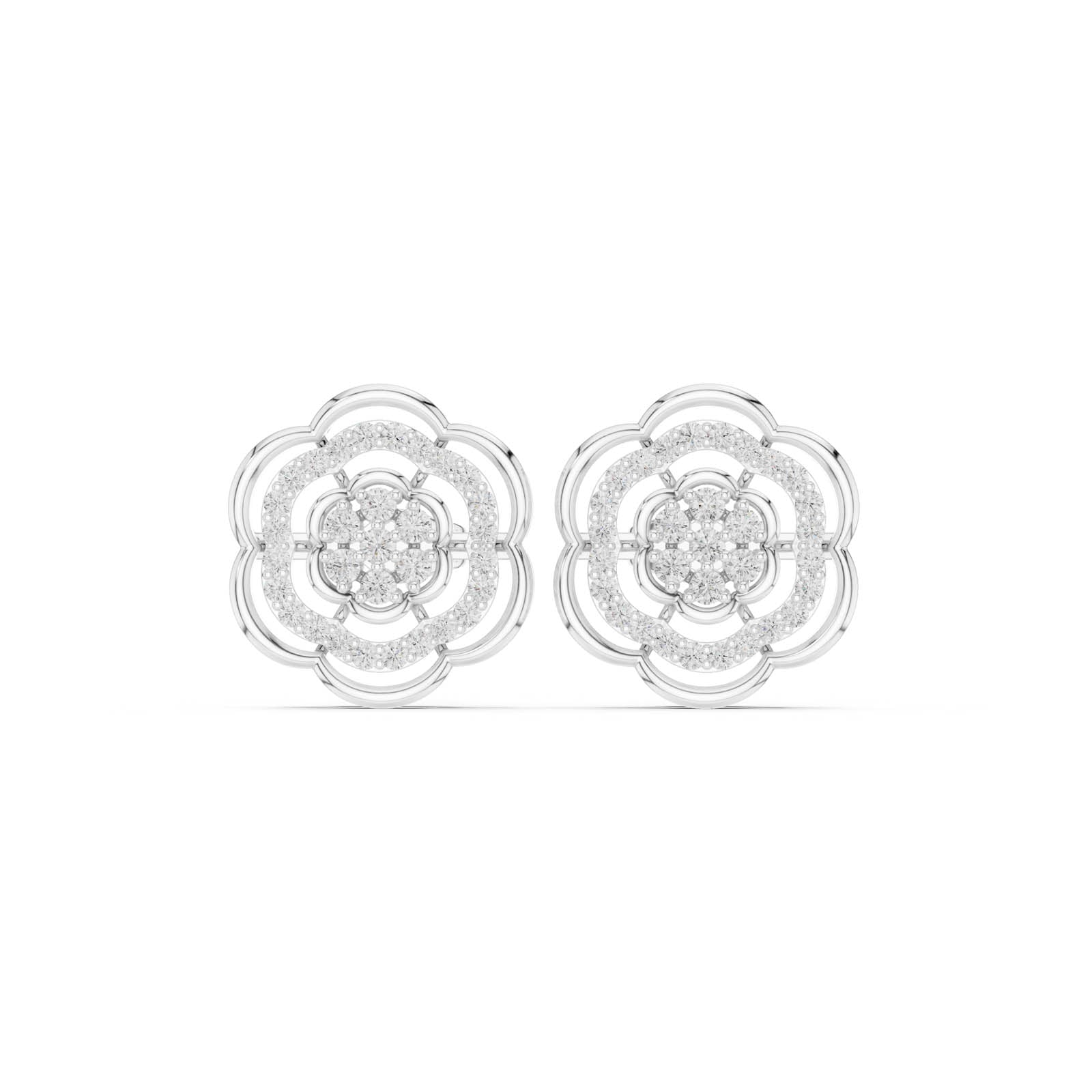 .46 Ct. Round Diamond Floral Halo Earrings (ALJER-519) 1