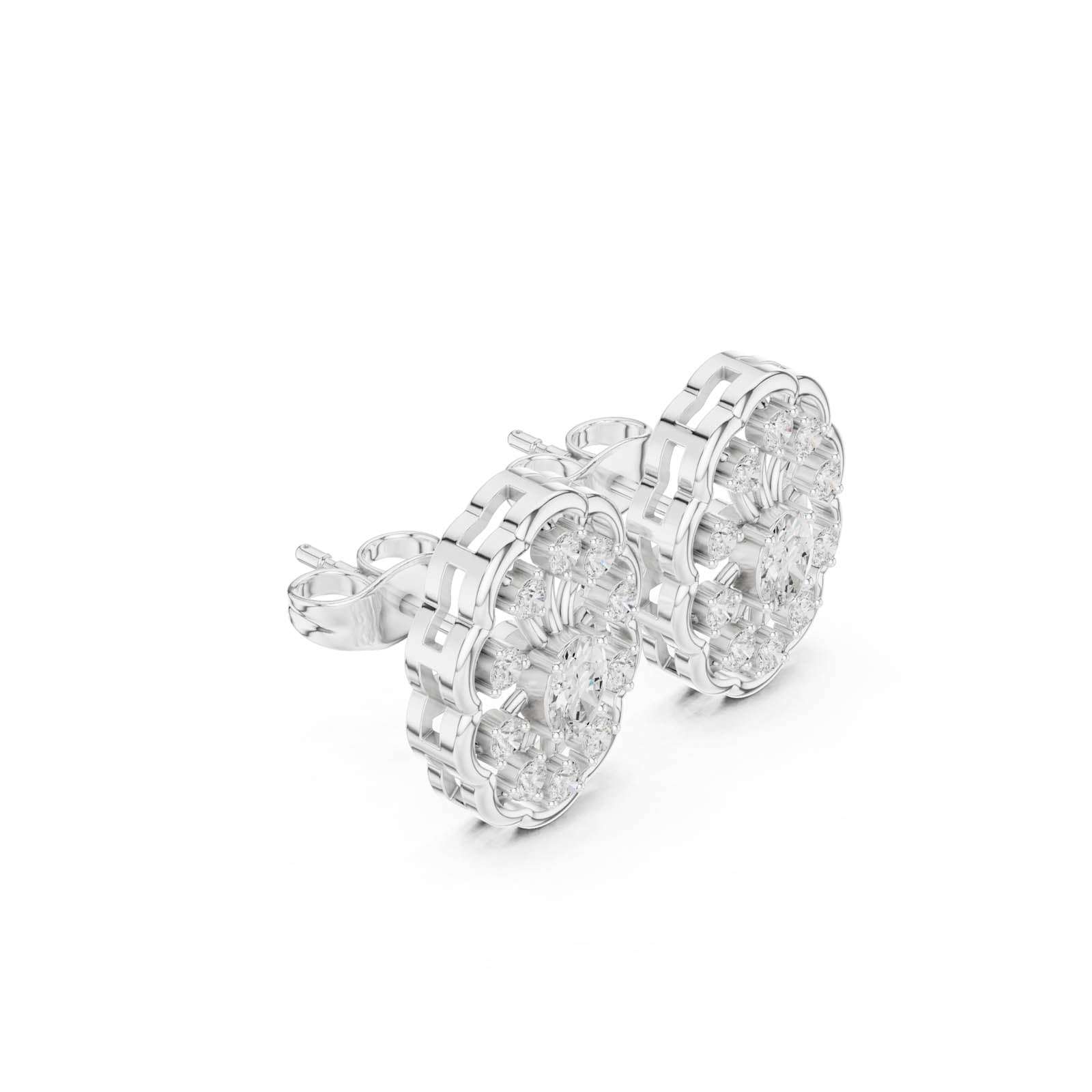 .48 Ct. Round Diamond Floral Cluster Earrings (ALJER-531) 6