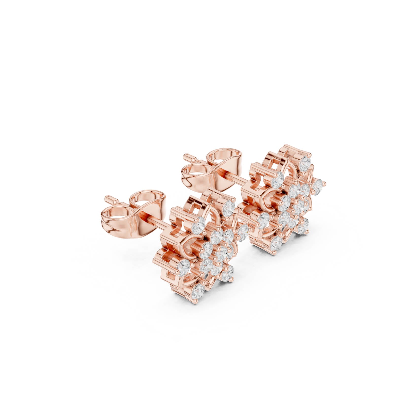 .39 Ct. Round Diamond Floral Cluster Earrings with Open Petal Design (ALJER-535) 9