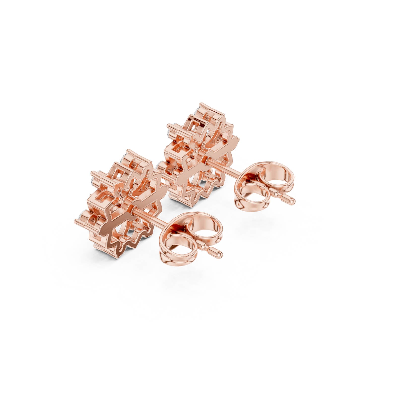 .39 Ct. Round Diamond Floral Cluster Earrings with Open Petal Design (ALJER-535) 4