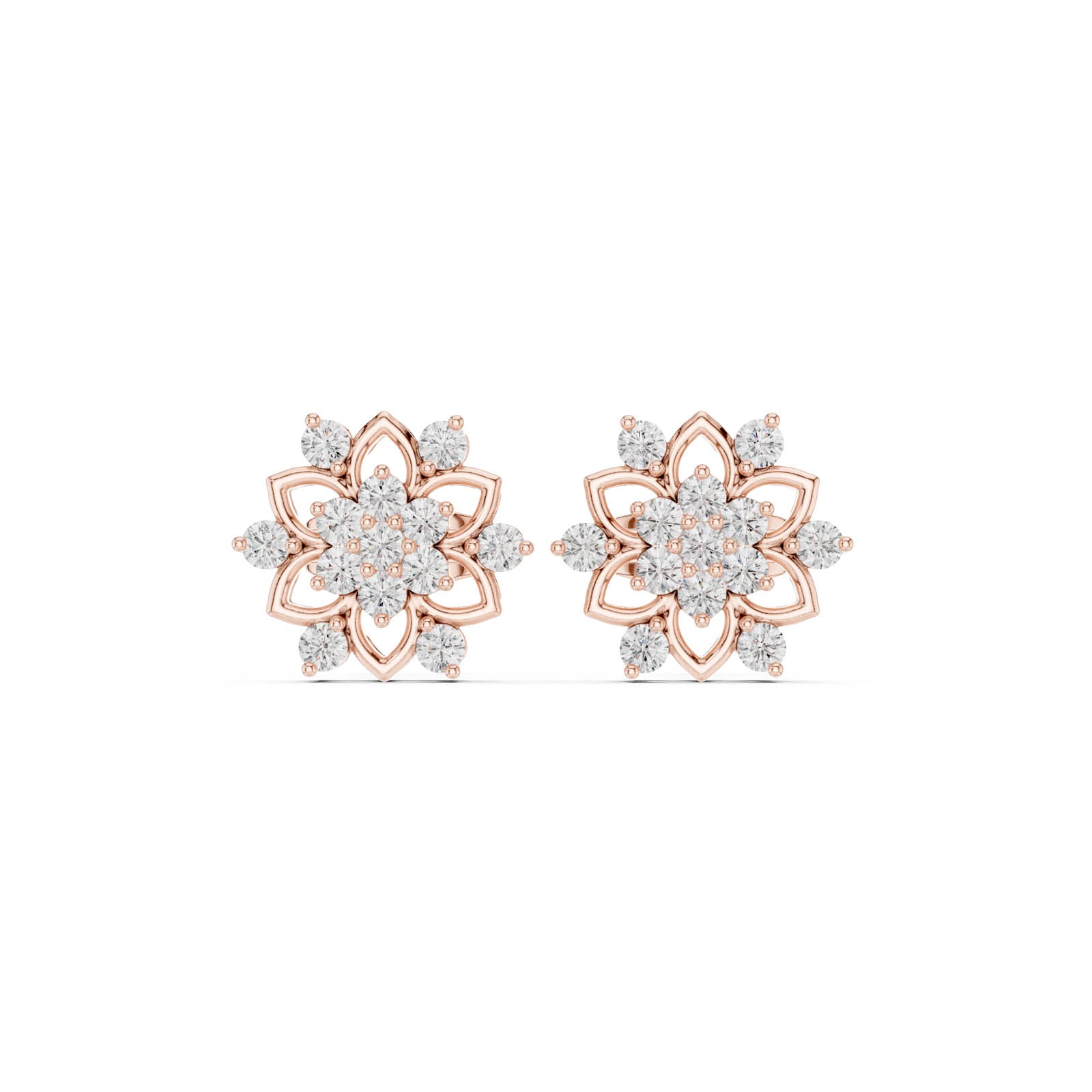 .39 Ct. Round Diamond Floral Cluster Earrings with Open Petal Design (ALJER-535) 11