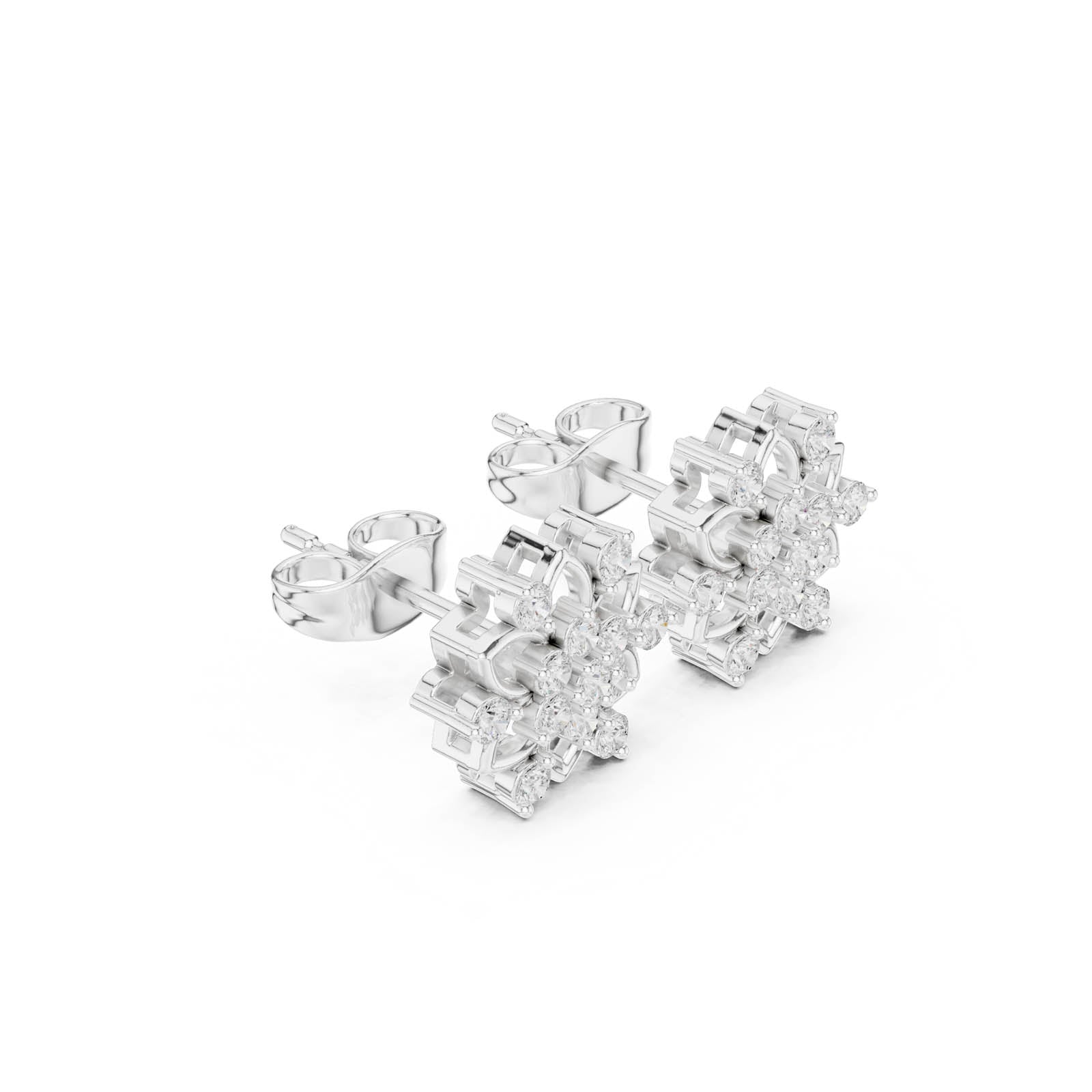 .39 Ct. Round Diamond Floral Cluster Earrings with Open Petal Design (ALJER-535) 12