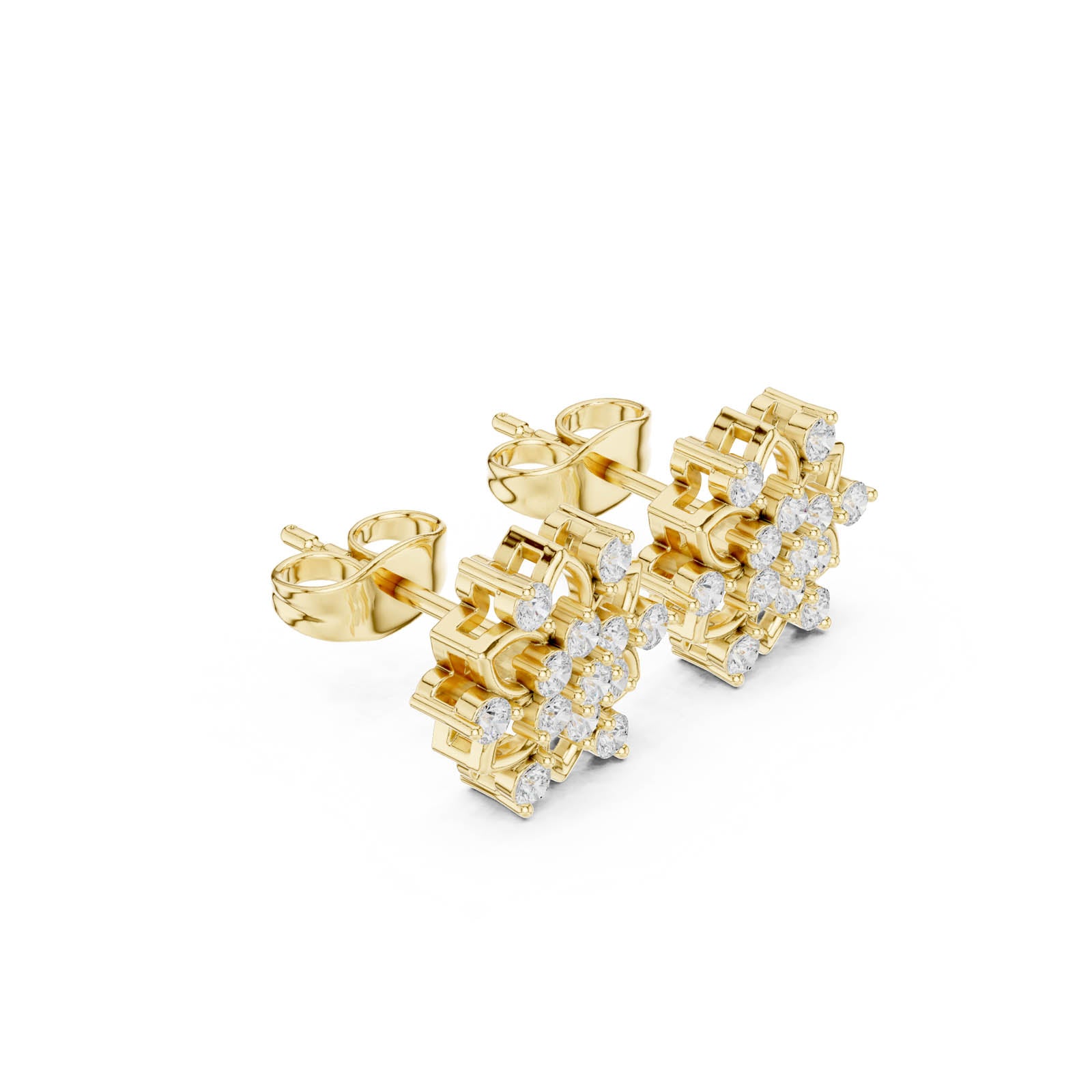 .39 Ct. Round Diamond Floral Cluster Earrings with Open Petal Design (ALJER-535) 2