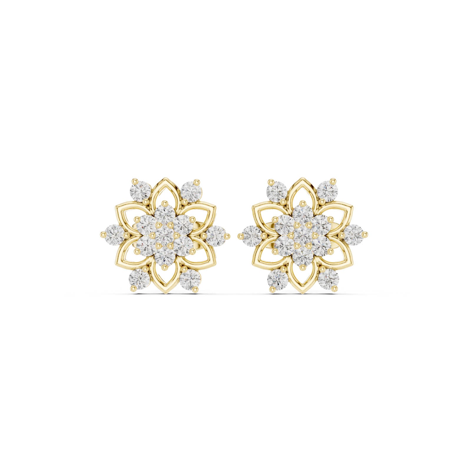 .39 Ct. Round Diamond Floral Cluster Earrings with Open Petal Design (ALJER-535) 8
