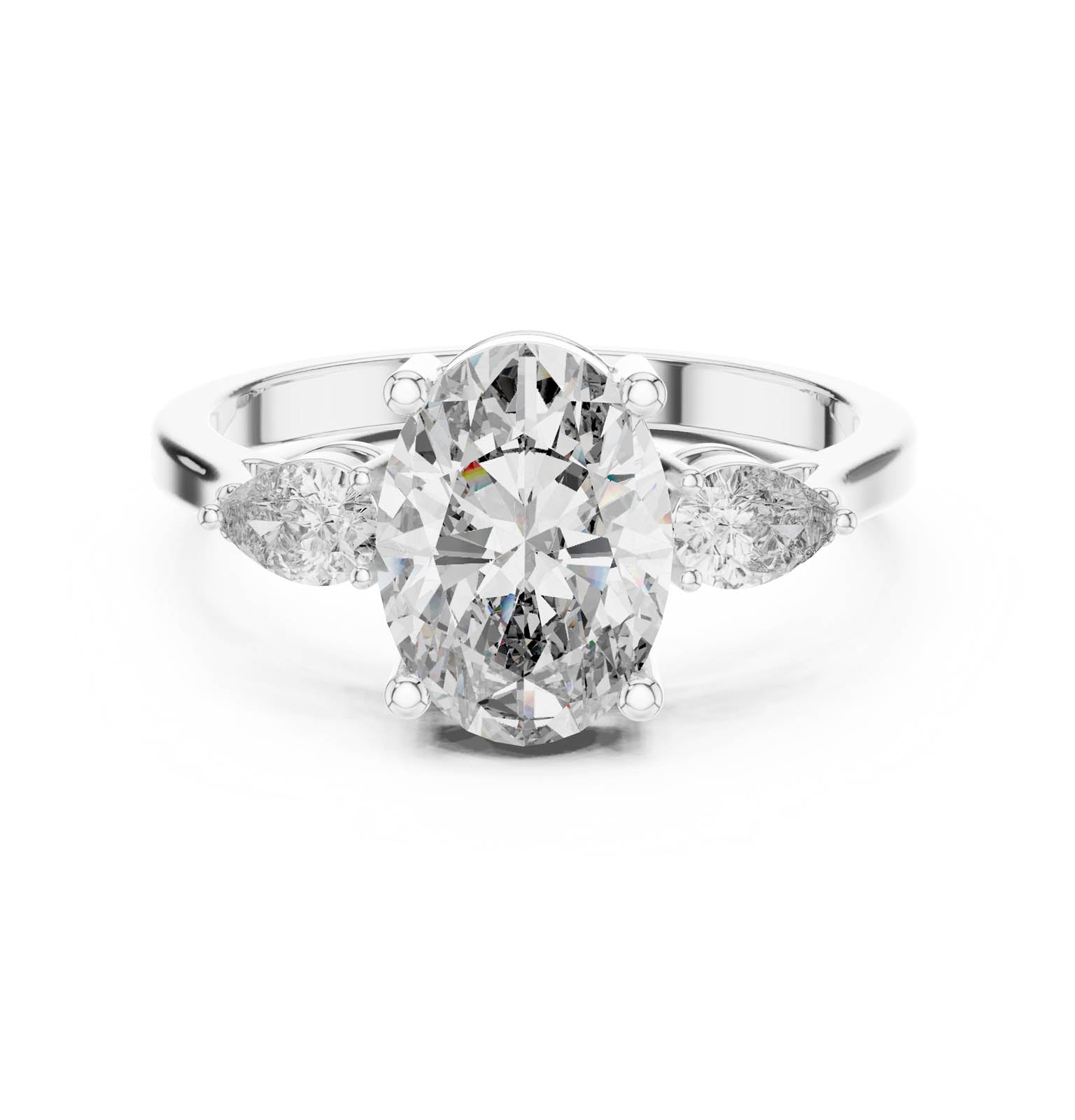 2.22 Ct. Oval Diamond Three-Stone Ring with Pear Side Stones (ALJLR-491) 1