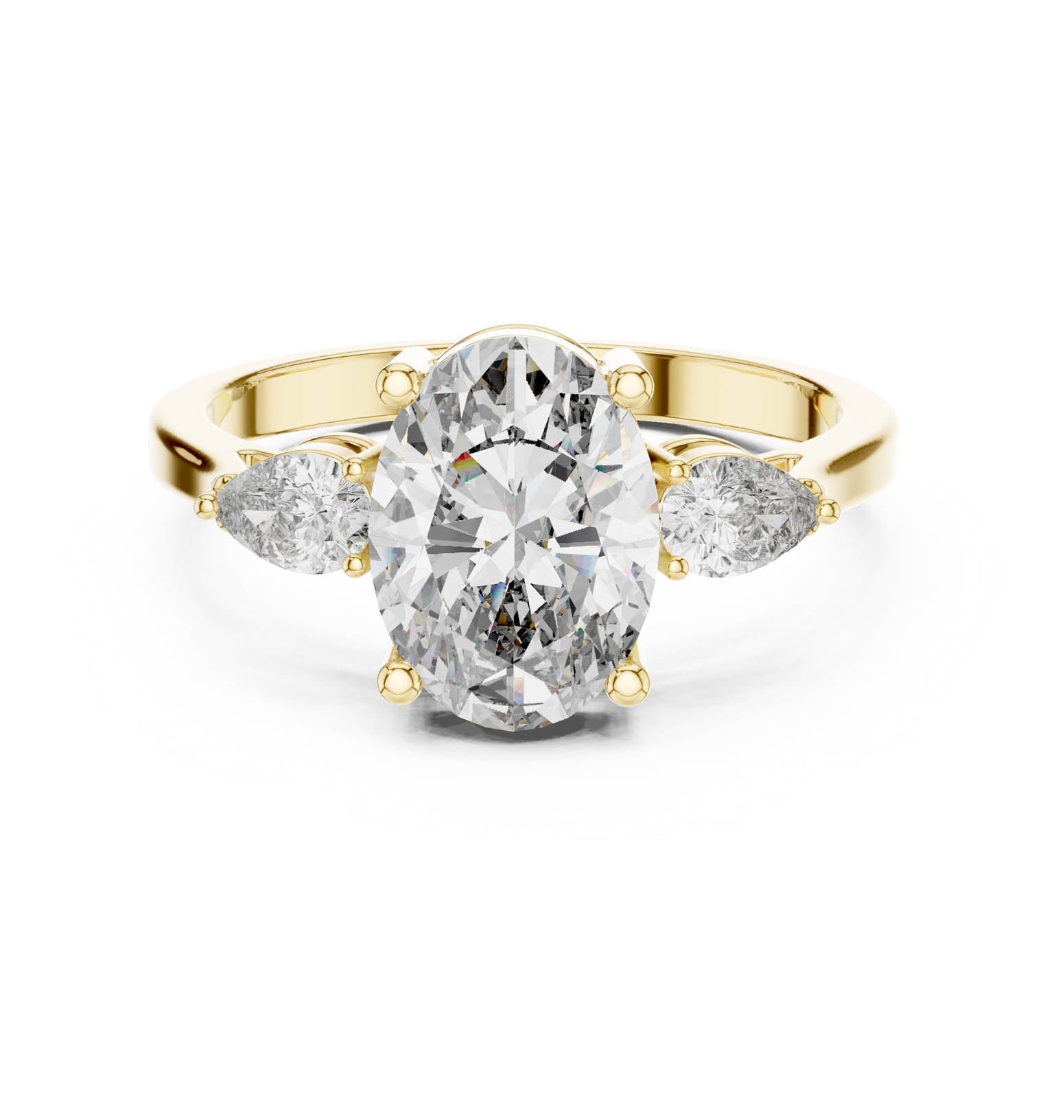 2.22 Ct. Oval Diamond Three-Stone Ring with Pear Side Stones (ALJLR-491) 9