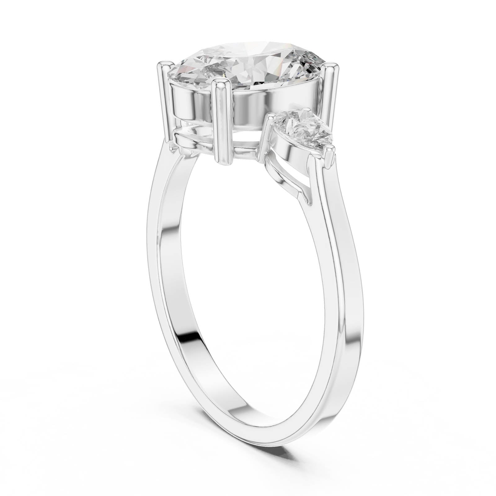2.22 Ct. Oval Diamond Three-Stone Ring with Pear Side Stones (ALJLR-491) 12