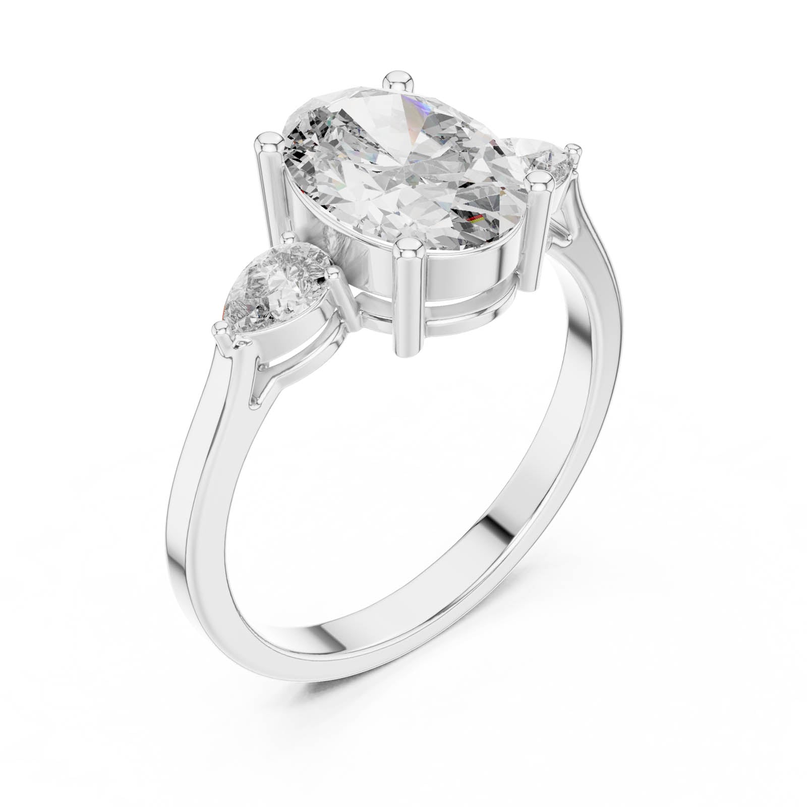 2.22 Ct. Oval Diamond Three-Stone Ring with Pear Side Stones (ALJLR-491) 13
