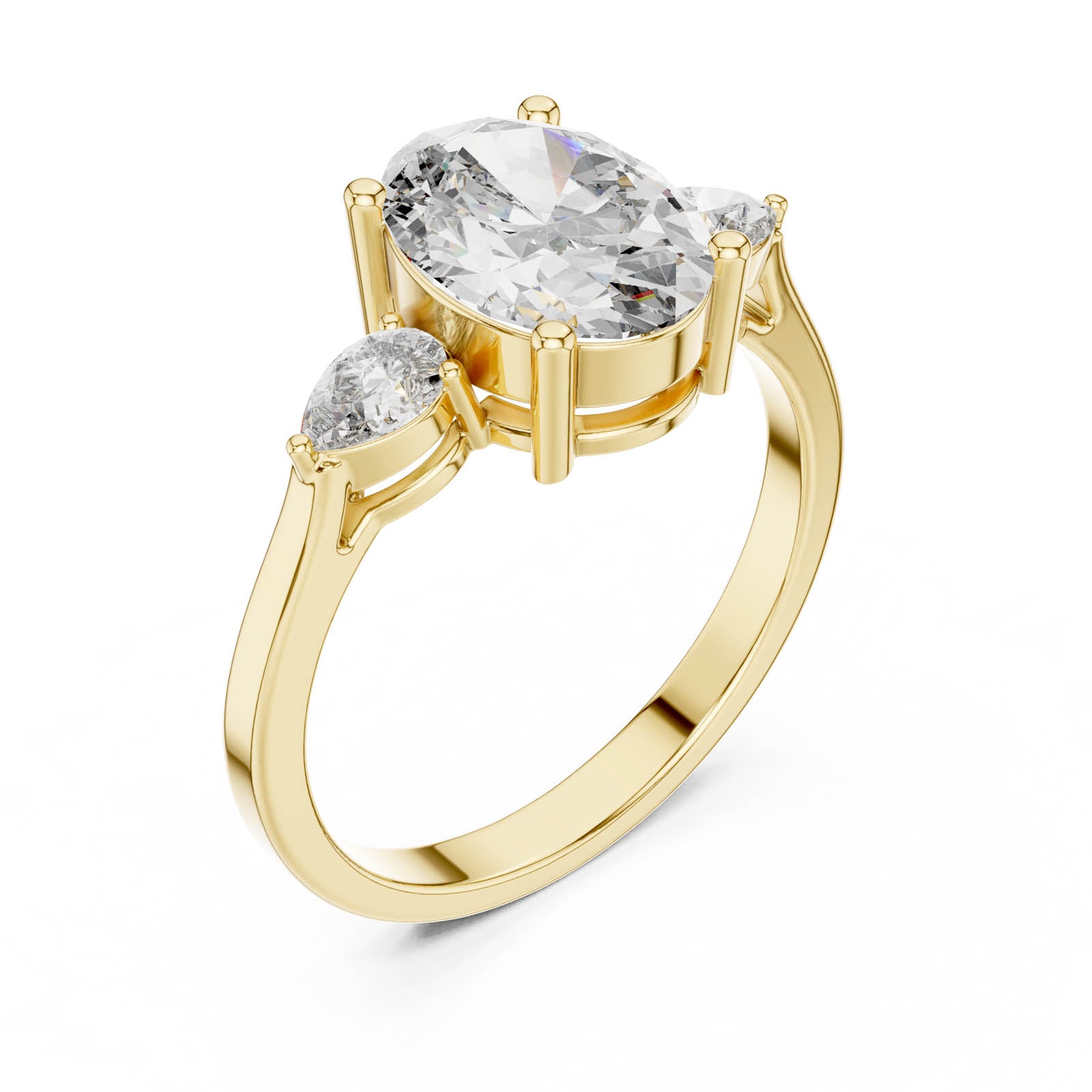 2.22 Ct. Oval Diamond Three-Stone Ring with Pear Side Stones (ALJLR-491) 2
