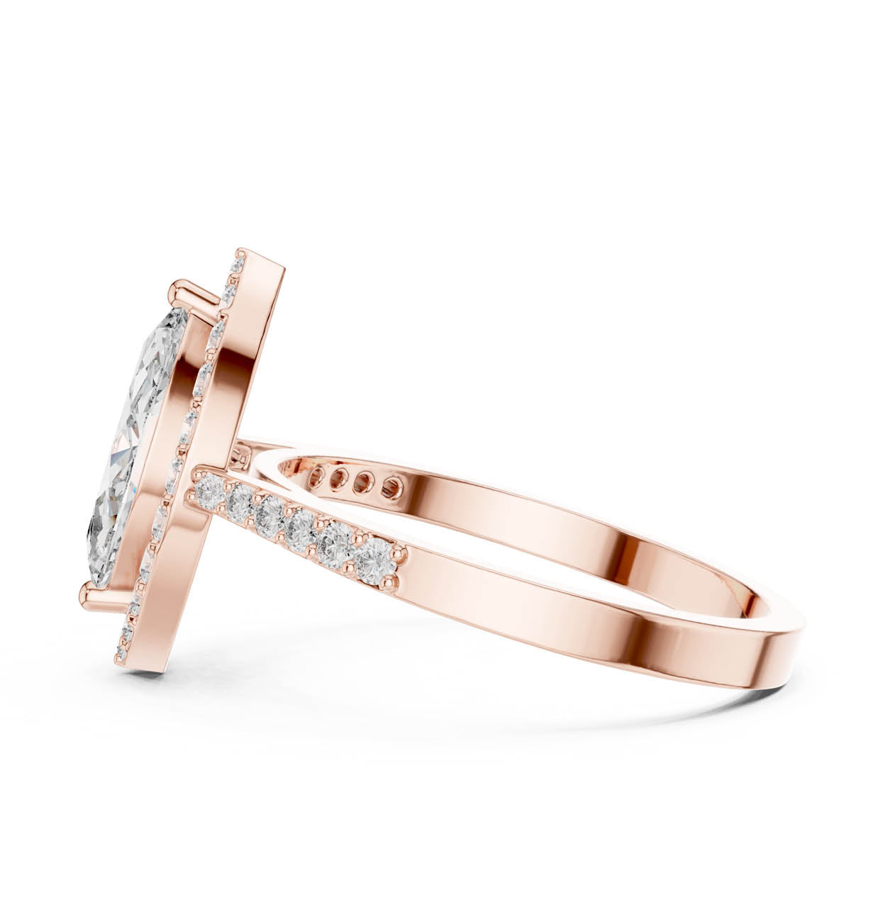 1.35 Ct. Marquise Halo Diamond Ring with Pavé Band (ALR-100) 12