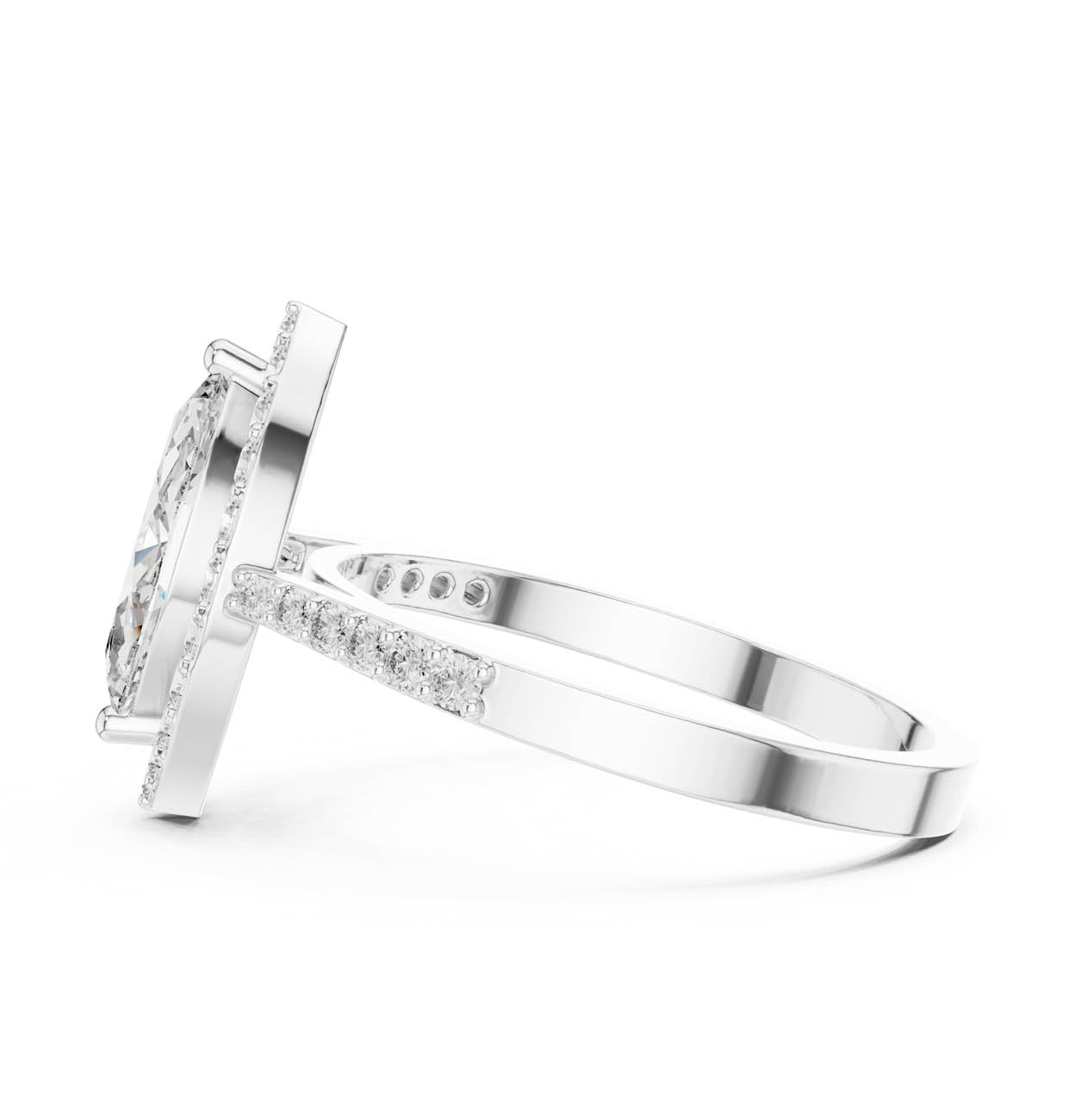 1.35 Ct. Marquise Halo Diamond Ring with Pavé Band (ALR-100) 11