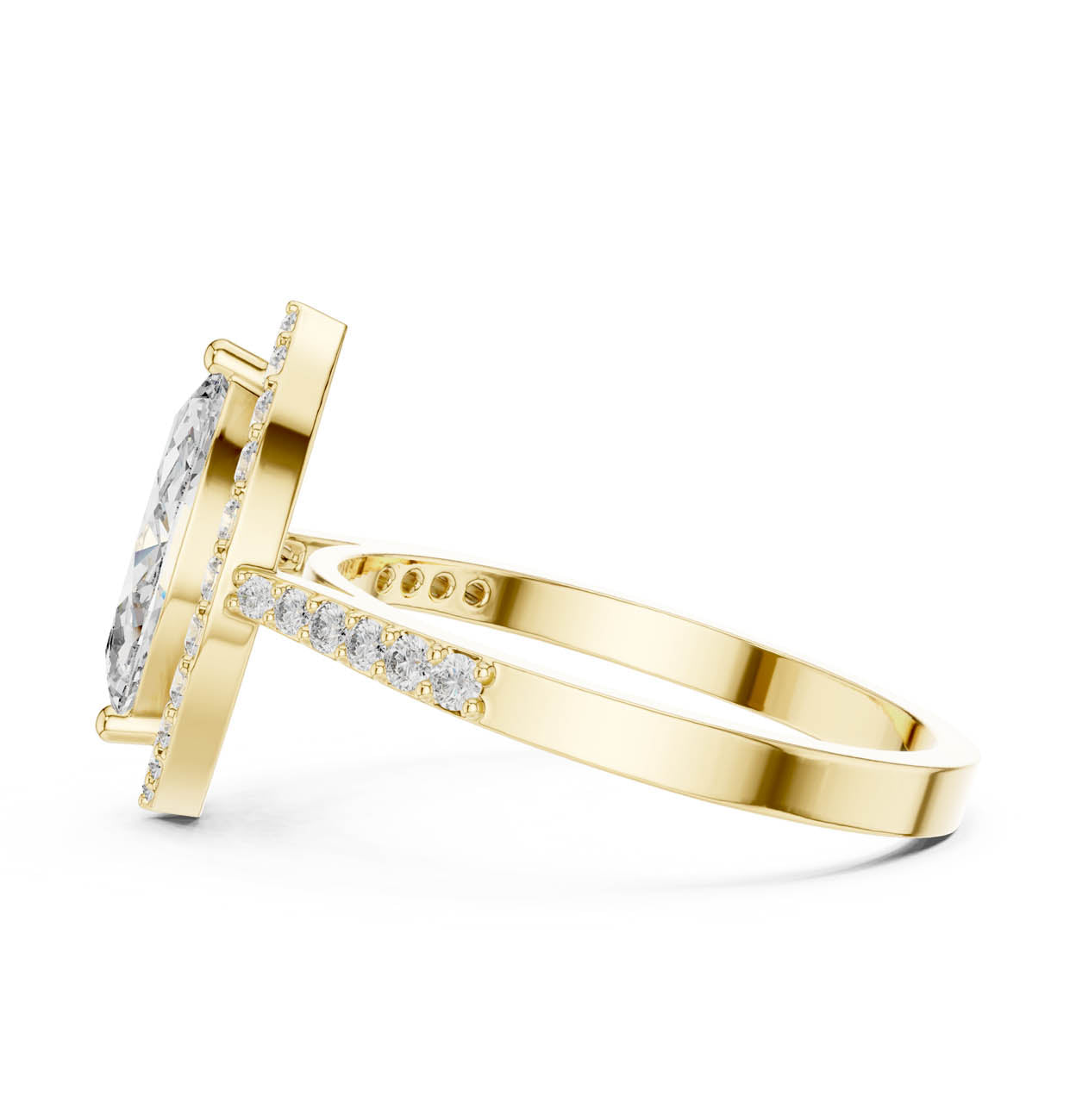 1.35 Ct. Marquise Halo Diamond Ring with Pavé Band (ALR-100) 4