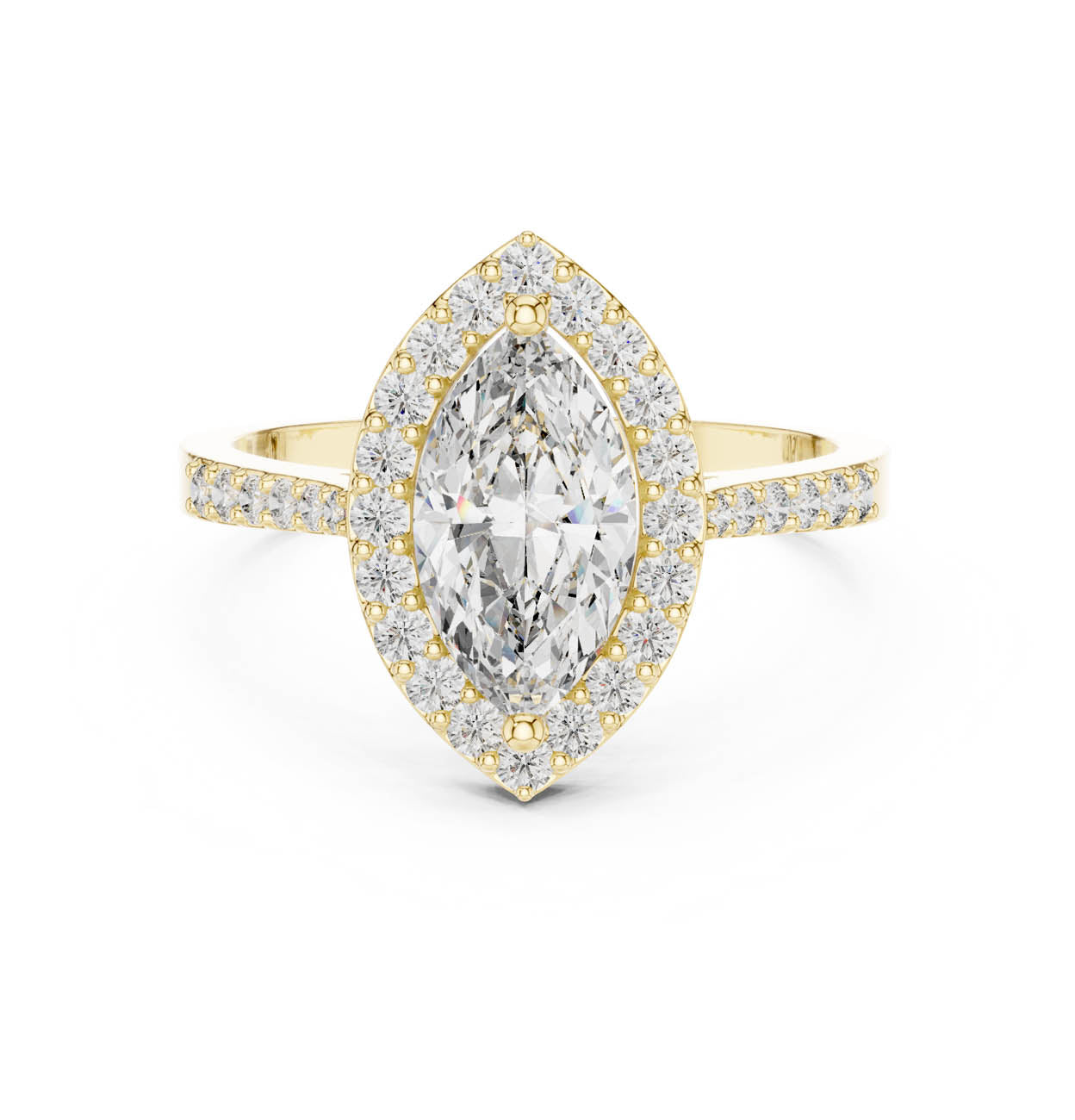 1.35 Ct. Marquise Halo Diamond Ring with Pavé Band (ALR-100) 5