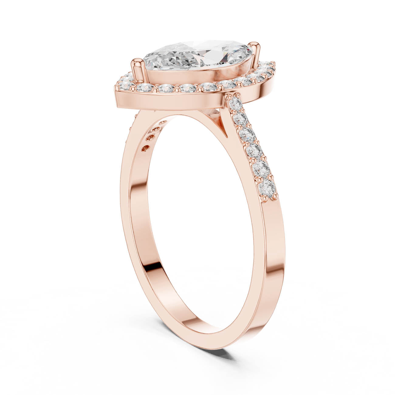 1.35 Ct. Marquise Halo Diamond Ring with Pavé Band (ALR-100) 10