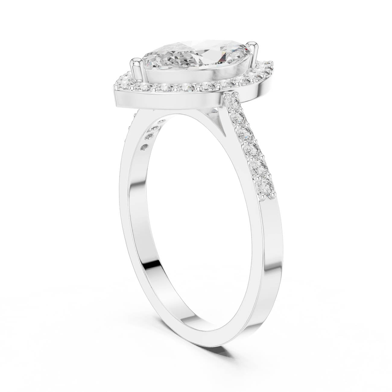 1.35 Ct. Marquise Halo Diamond Ring with Pavé Band (ALR-100) 9
