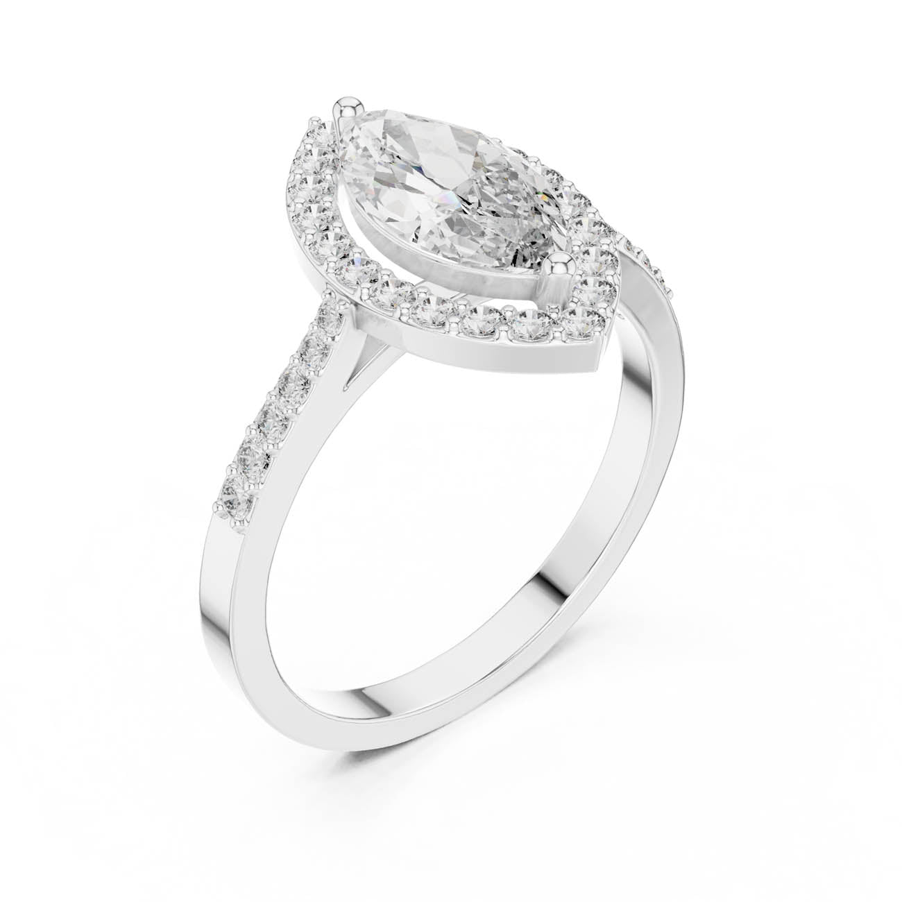 1.35 Ct. Marquise Halo Diamond Ring with Pavé Band (ALR-100) 6