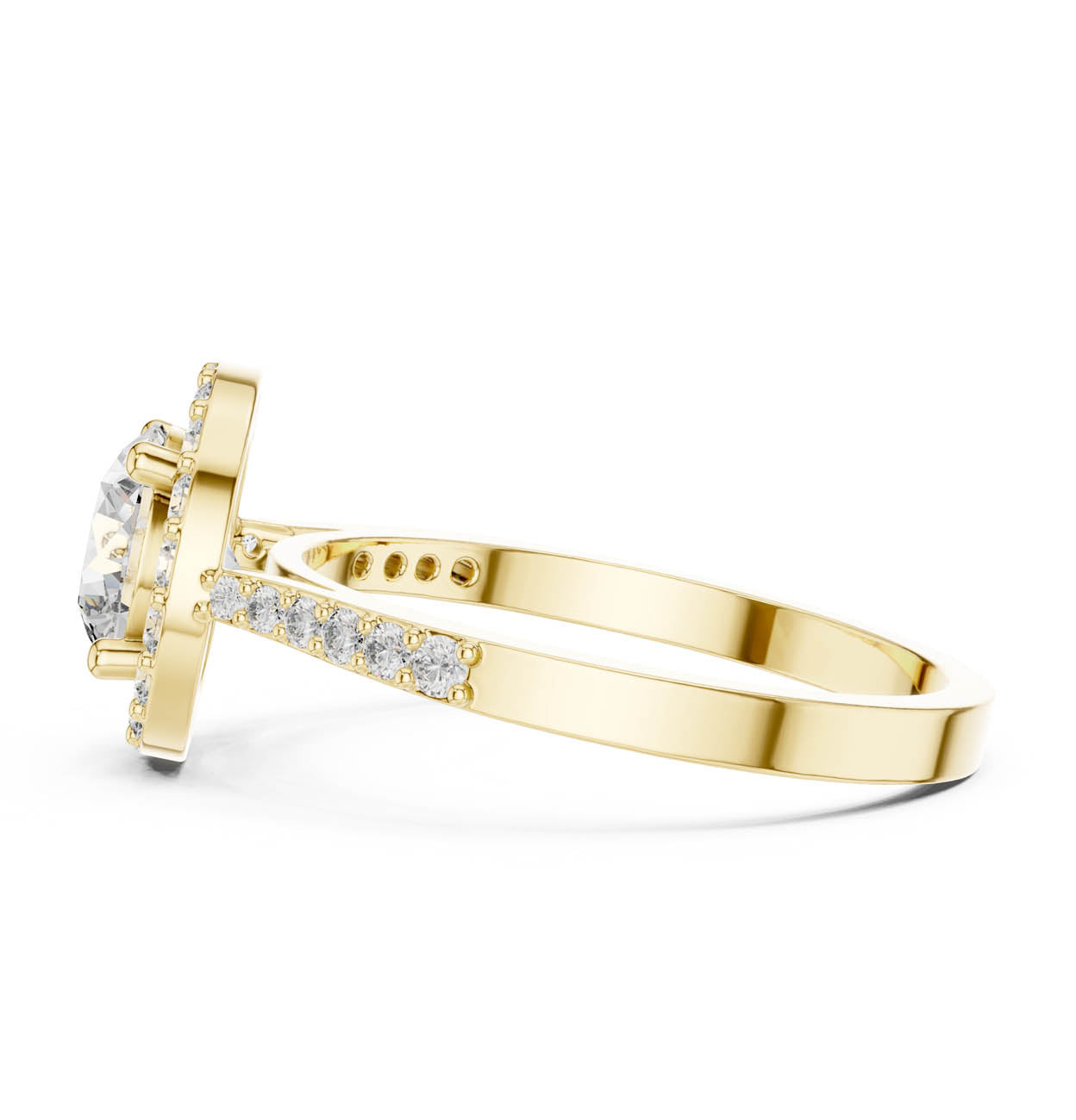 1.36 Ct. Round Diamond Halo Ring with Pavé Side Stones (ALR-113) 4