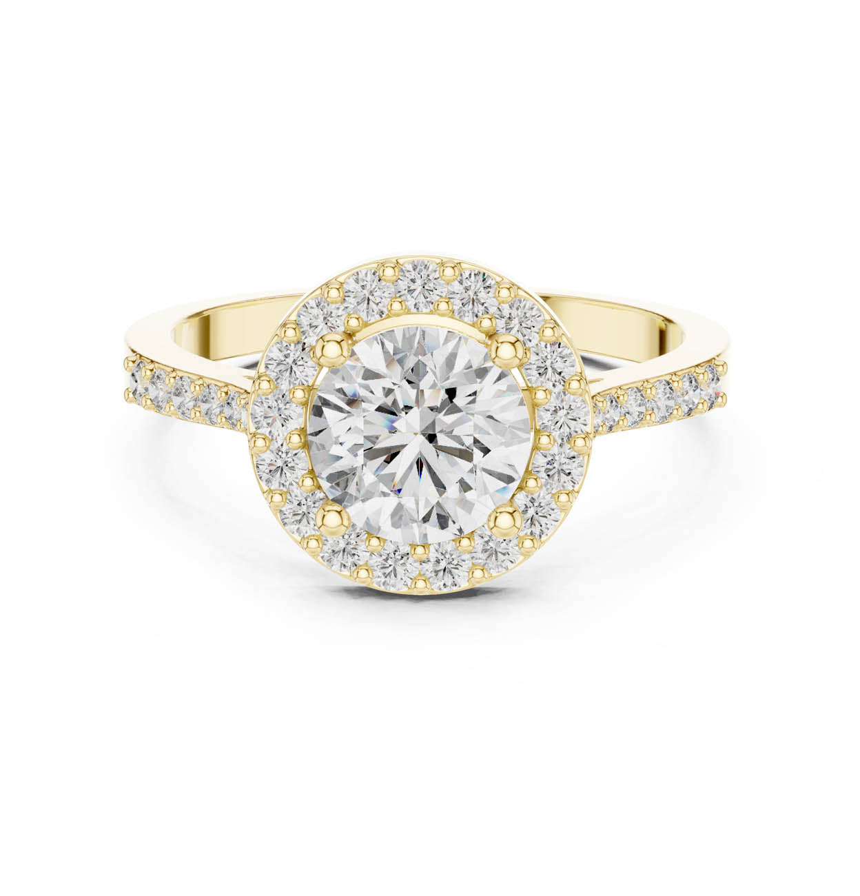 1.36 Ct. Round Diamond Halo Ring with Pavé Side Stones (ALR-113) 5