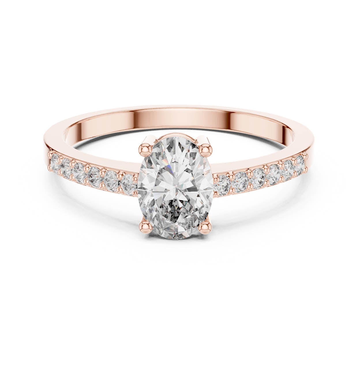 .84 Ct. Oval Cut Diamond Engagement Ring with Pavé Band (ALR-114) 7
