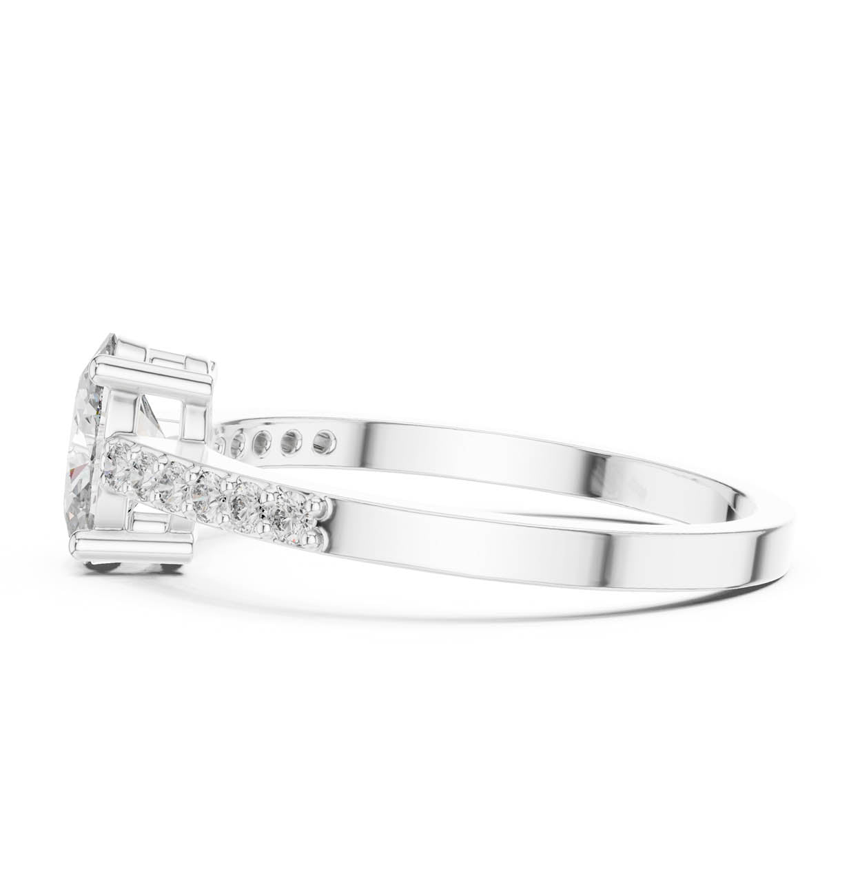 .84 Ct. Oval Cut Diamond Engagement Ring with Pavé Band (ALR-114) 11