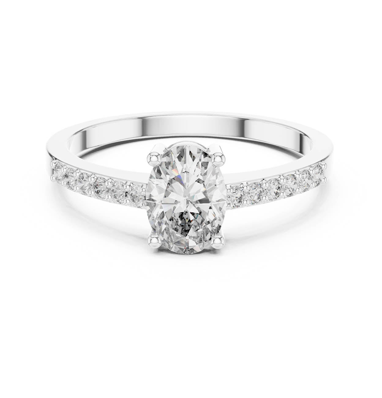.84 Ct. Oval Cut Diamond Engagement Ring with Pavé Band (ALR-114)