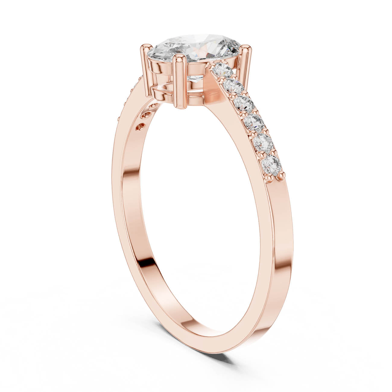 .84 Ct. Oval Cut Diamond Engagement Ring with Pavé Band (ALR-114) 10