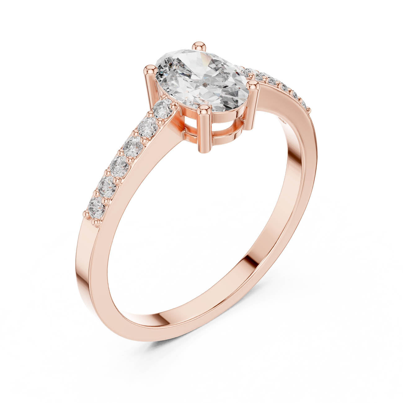 .84 Ct. Oval Cut Diamond Engagement Ring with Pavé Band (ALR-114) 8