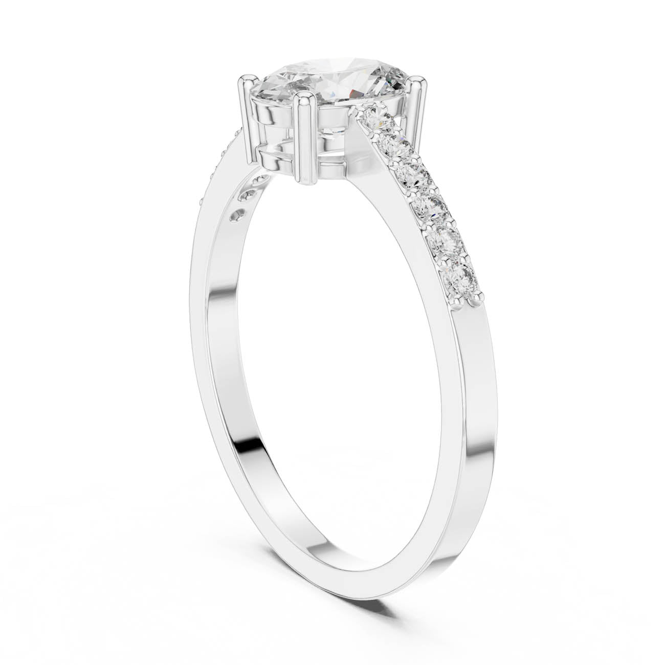 .84 Ct. Oval Cut Diamond Engagement Ring with Pavé Band (ALR-114) 9