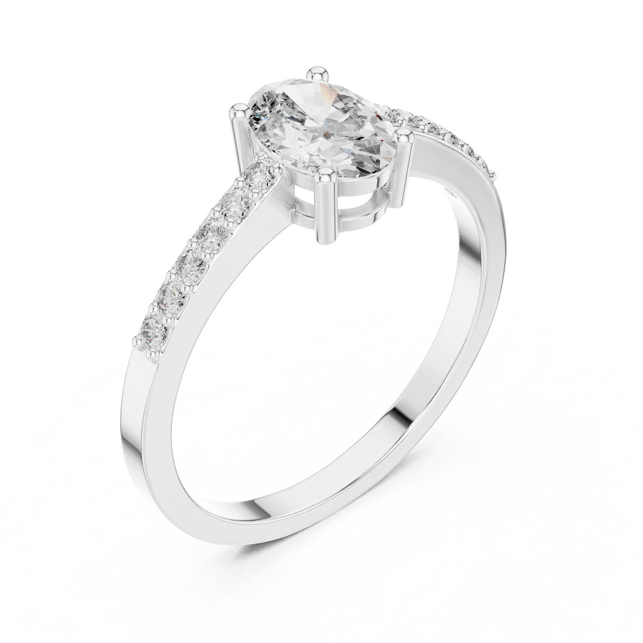 .84 Ct. Oval Cut Diamond Engagement Ring with Pavé Band (ALR-114) 6