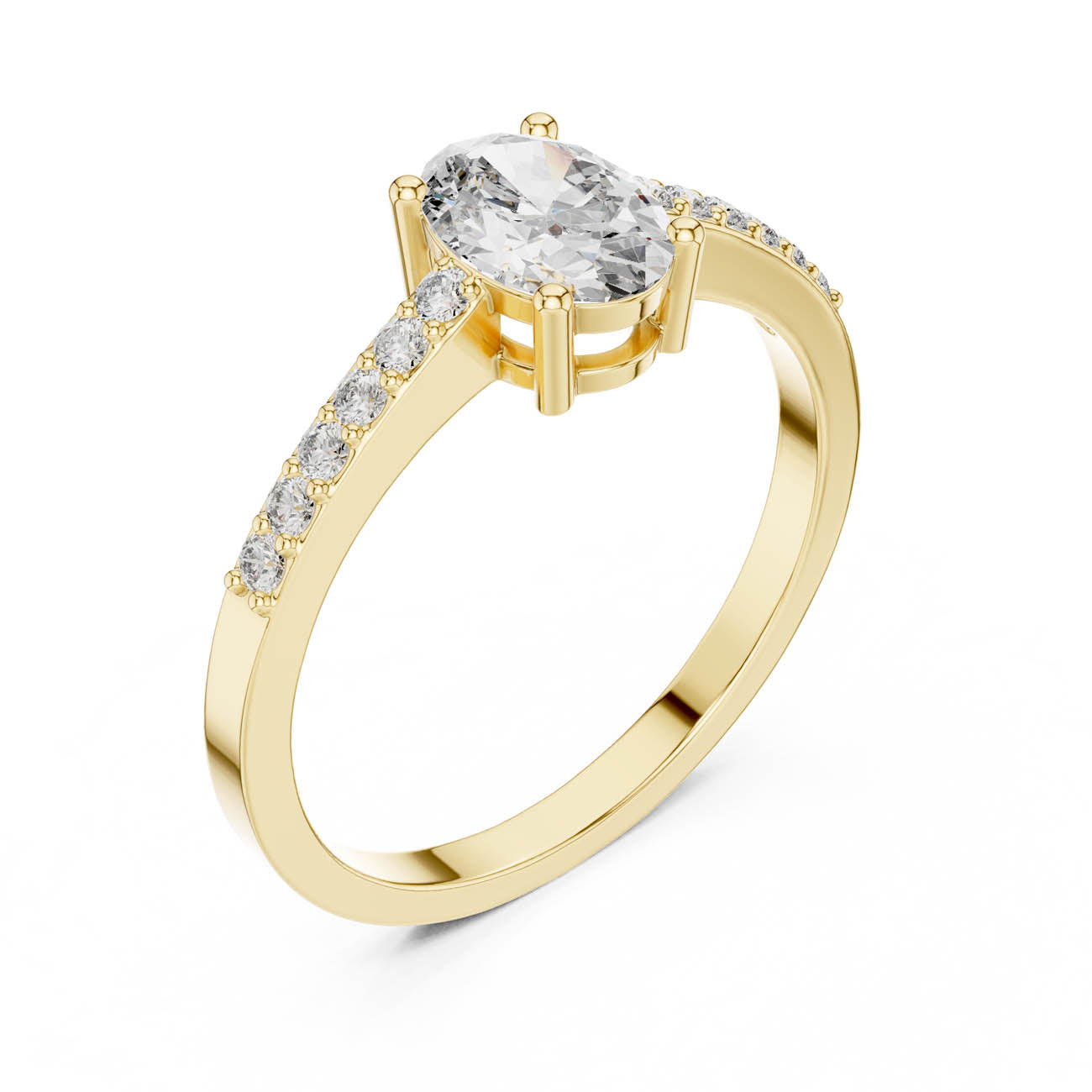 .84 Ct. Oval Cut Diamond Engagement Ring with Pavé Band (ALR-114)