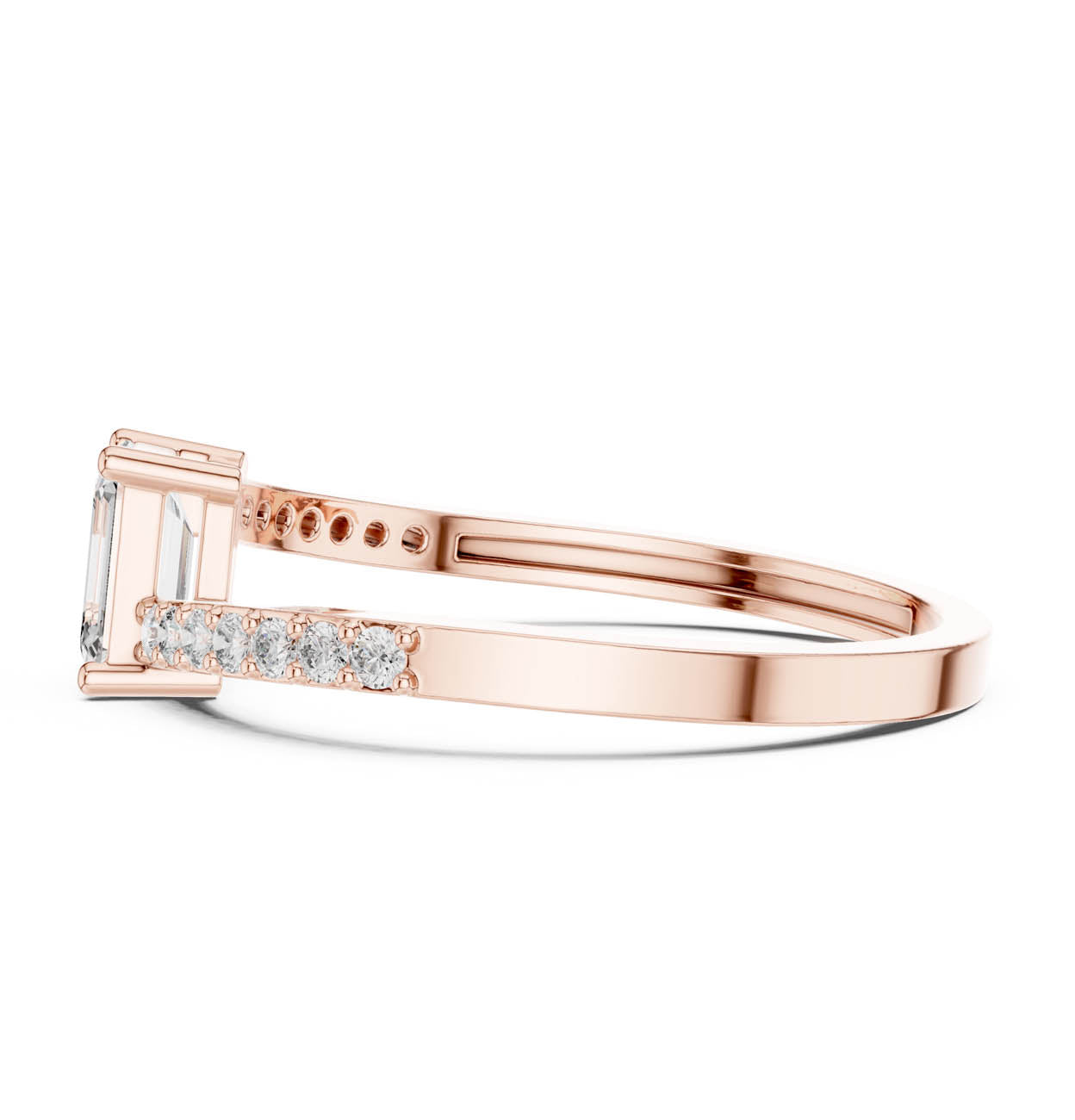 .64 Ct. Emerald Cut Diamond Solitaire with Pave Band (ALR-137) 12