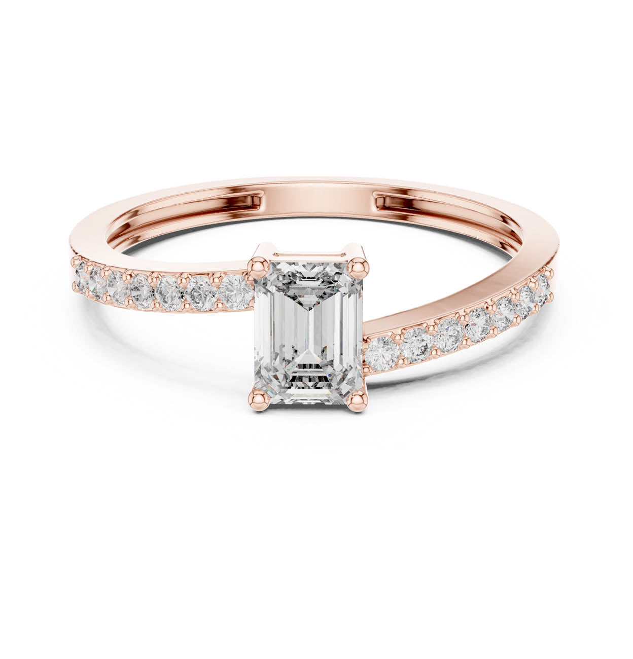 .64 Ct. Emerald Cut Diamond Solitaire with Pave Band (ALR-137) 7