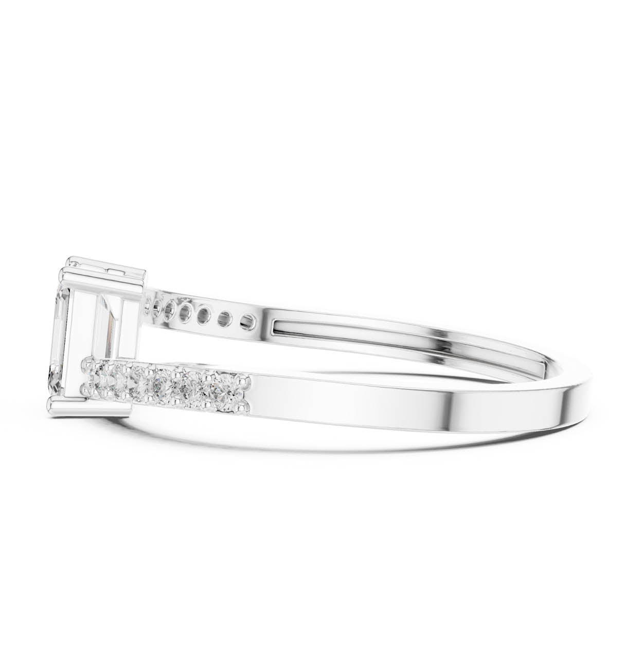 .64 Ct. Emerald Cut Diamond Solitaire with Pave Band (ALR-137) 11